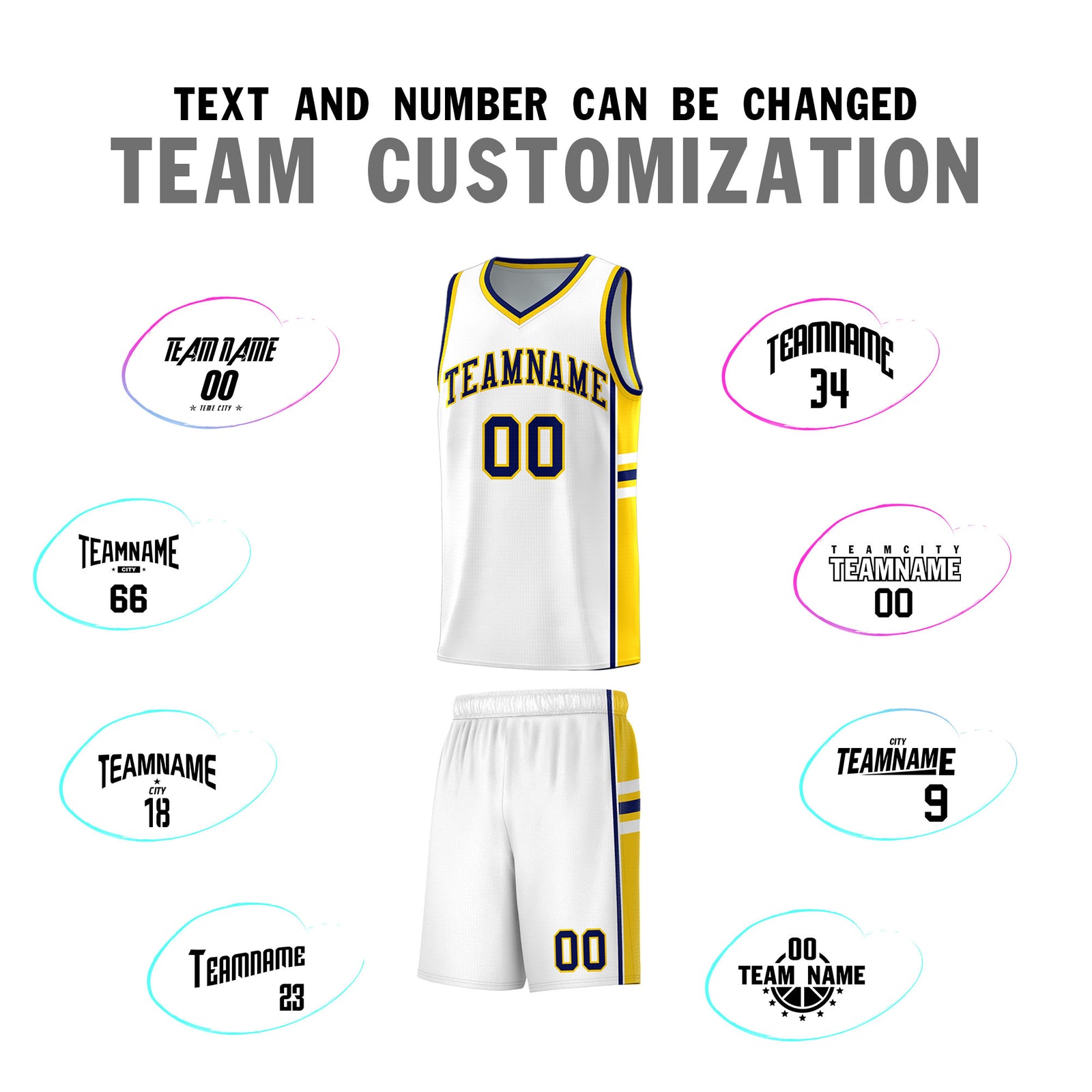 Custom Youth Basketball Jersey - White Gold Personalized Varsity Two-Tone Uniform