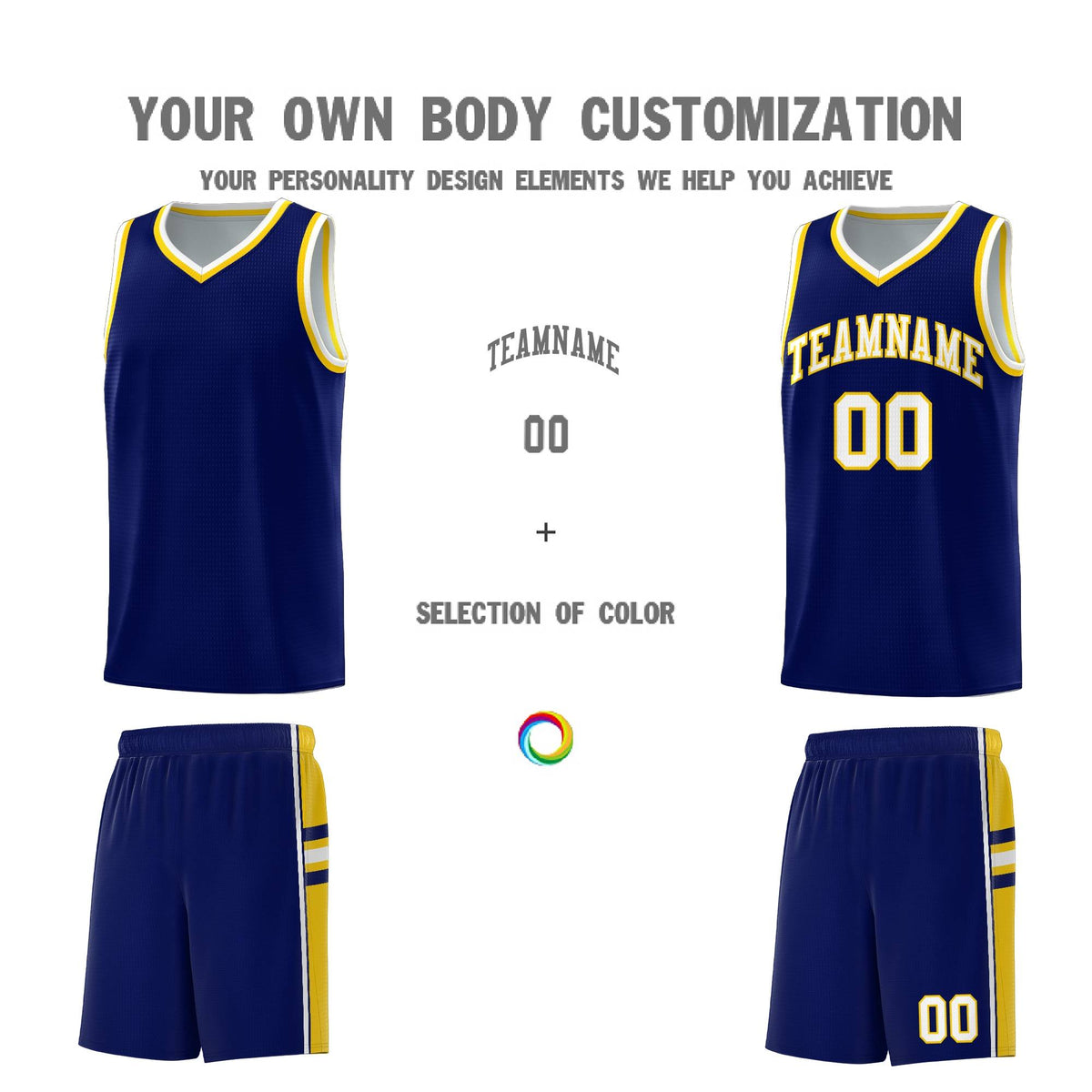 Custom Youth Basketball Jersey - Navy Gold Two-Tone Varsity Jersey Set