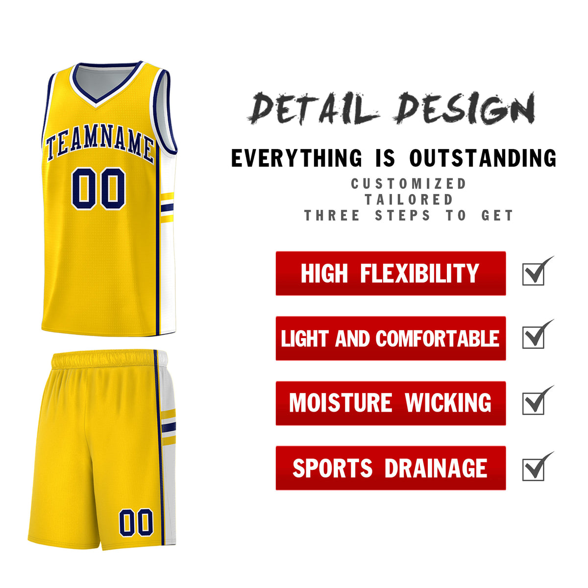 Custom Youth Basketball Jersey - Gold White Two-Tone Classic Varsity Uniform