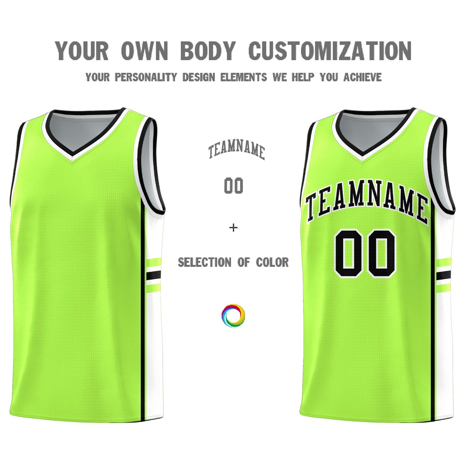 Custom Youth Basketball Jersey - Fluorescent Green White Two-Tone Varsity Jersey Set