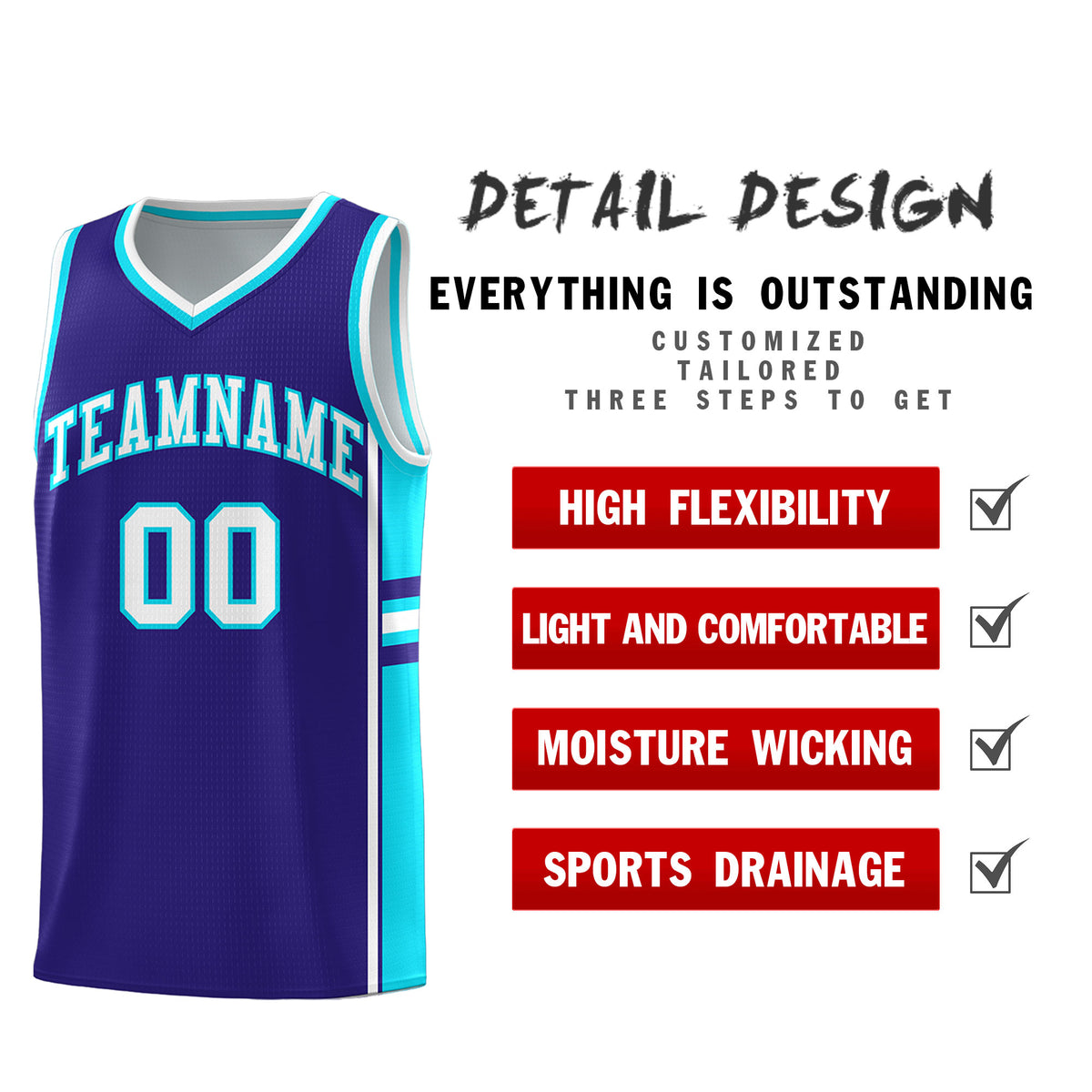 Custom Youth Basketball Jersey - Royal Sky Blue Two-Tone Varsity Jersey Set