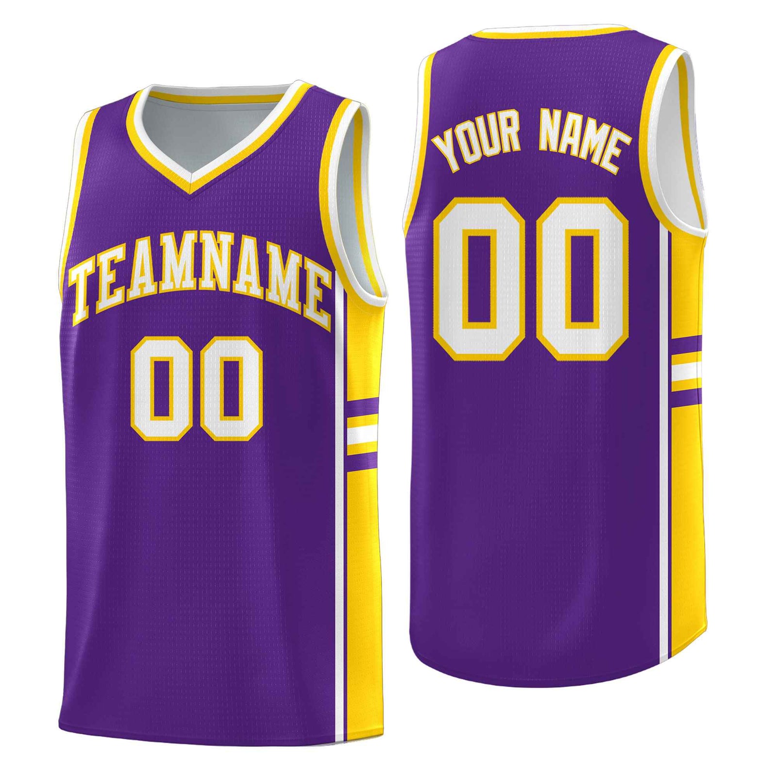 Custom Youth Basketball Jersey - Purple Gold Two-Tone Varsity Jersey Set