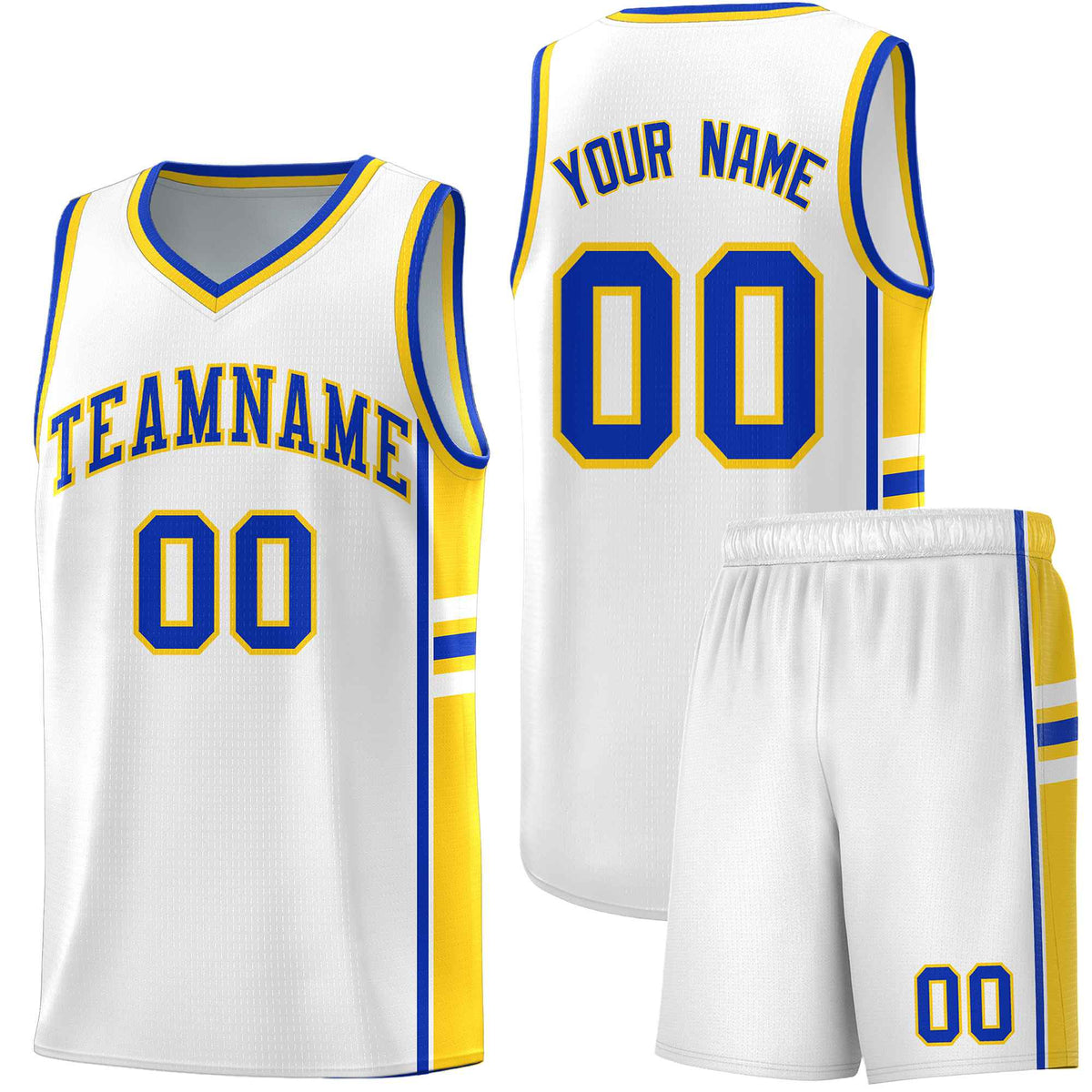 Custom Youth Basketball Jersey - White Gold Personalized Varsity Two-Tone Uniform