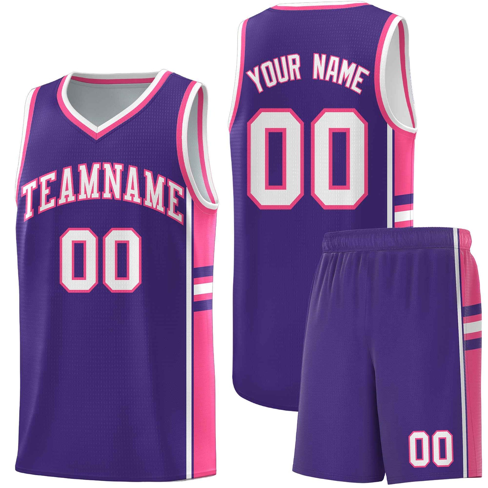 Custom Youth Basketball Jersey - Purple Pink Two-Tone Classic Varsity Uniform