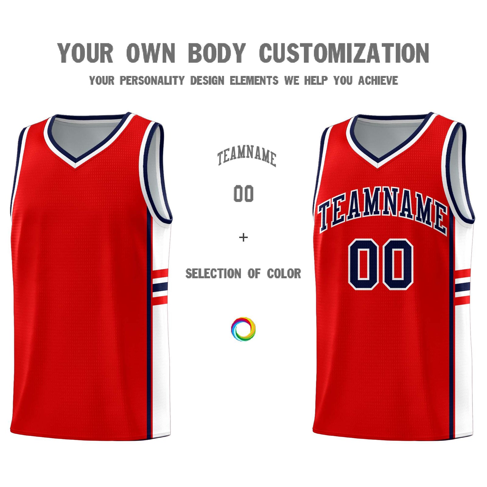 Custom Youth Basketball Jersey - Red White Two-Tone Classic Varsity Uniform