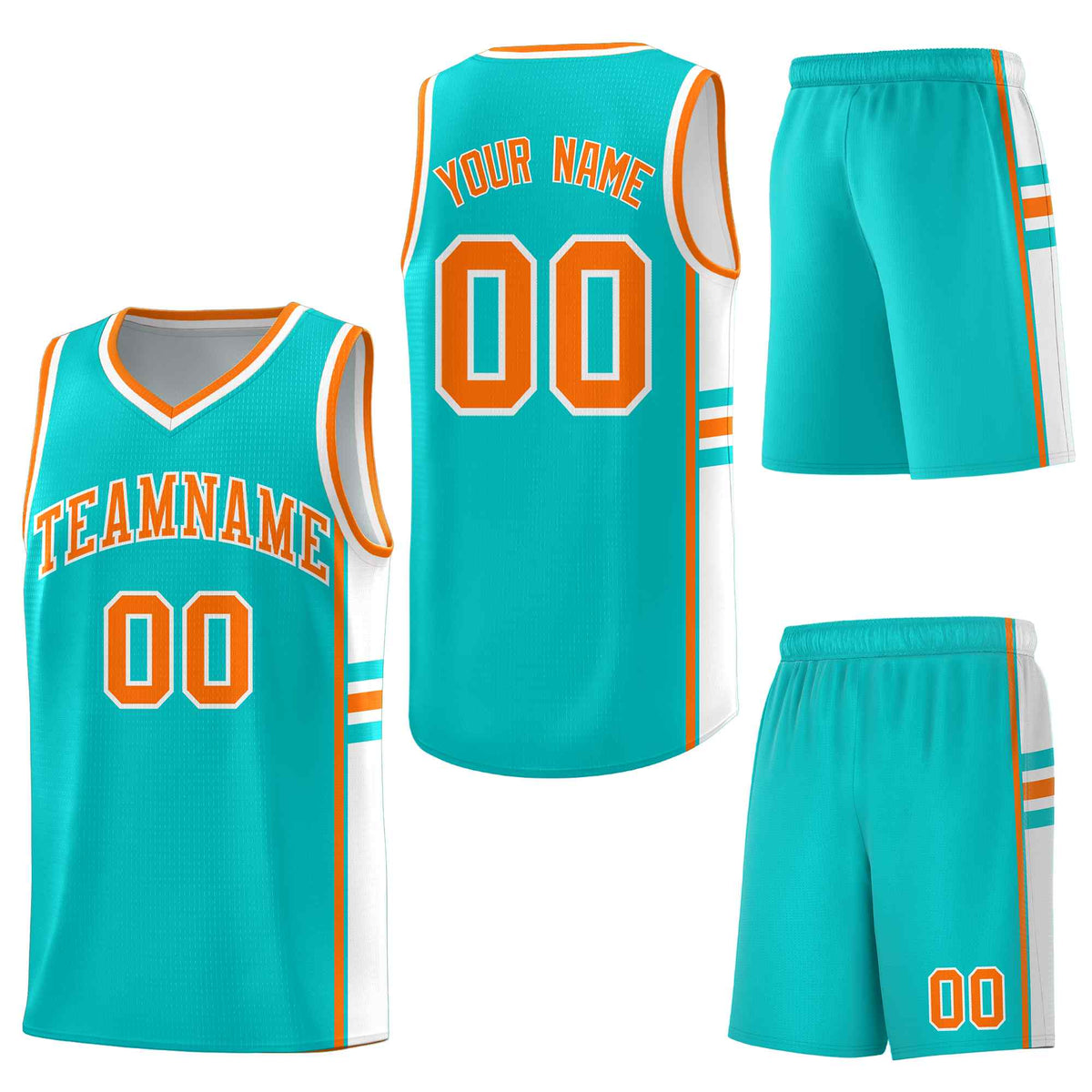 Custom Aqua White Classic Color Block Wrinkle-Resistant Varsity Uniform Basketball Jersey