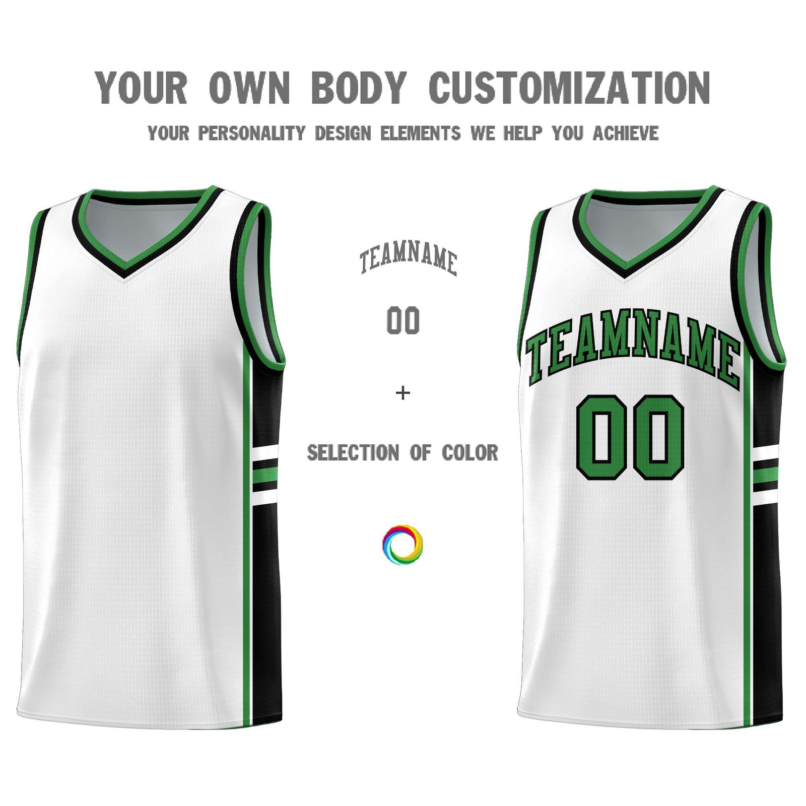 Custom Youth Basketball Jersey - White Kelly Green Two-Tone Varsity Jersey Set