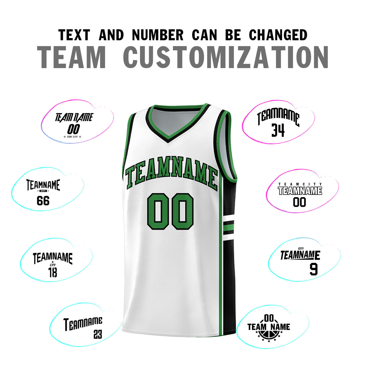Custom Youth Basketball Jersey - White Kelly Green Two-Tone Varsity Jersey Set