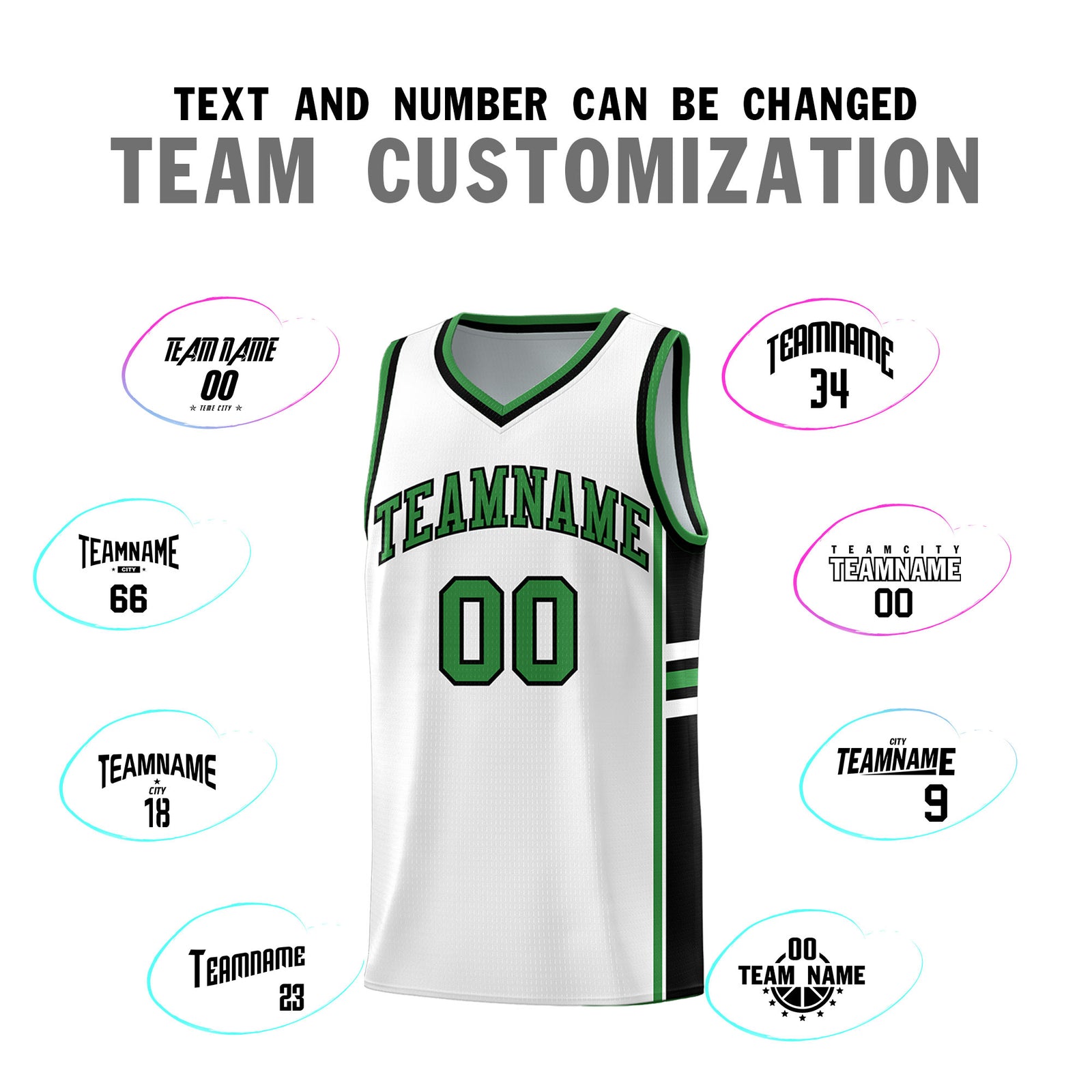 Custom Youth Basketball Jersey - White Kelly Green Two-Tone Varsity Jersey Set