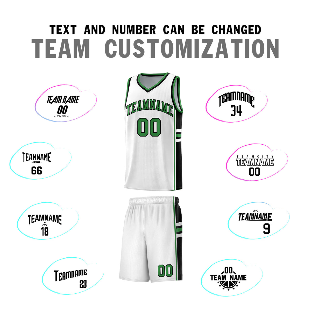 Custom Youth Basketball Jersey - White Kelly Green Two-Tone Varsity Jersey Set