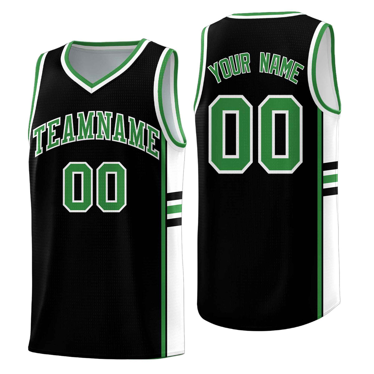 Custom Youth Basketball Jersey - Black Kelly Green Two-Tone Classic Varsity Uniform