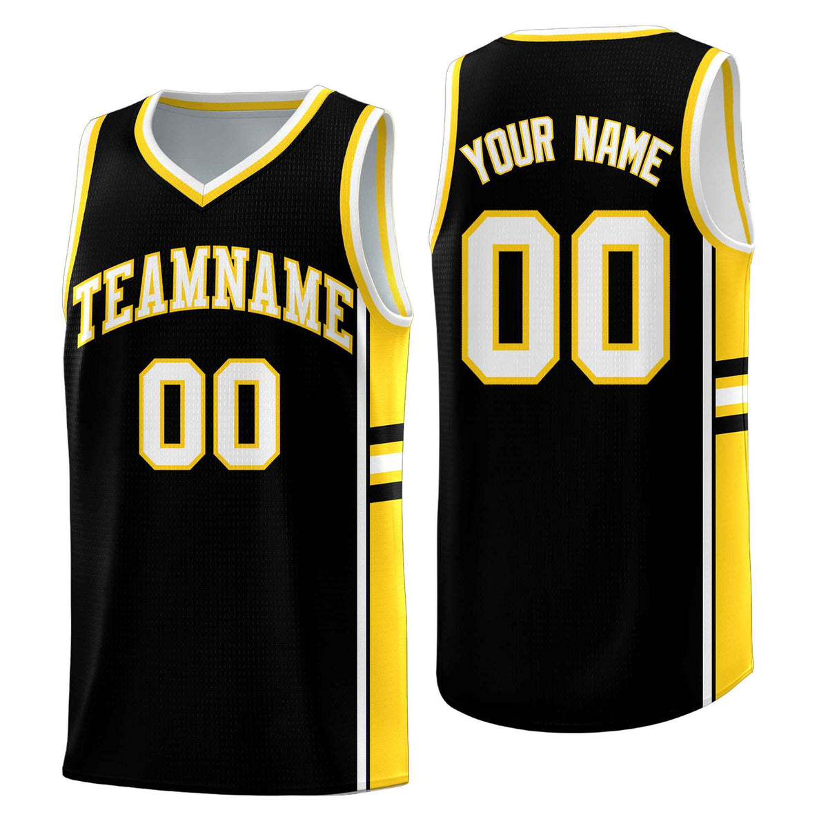 Custom Youth Basketball Jersey - Black Gold Two-Tone Varsity Jersey Set