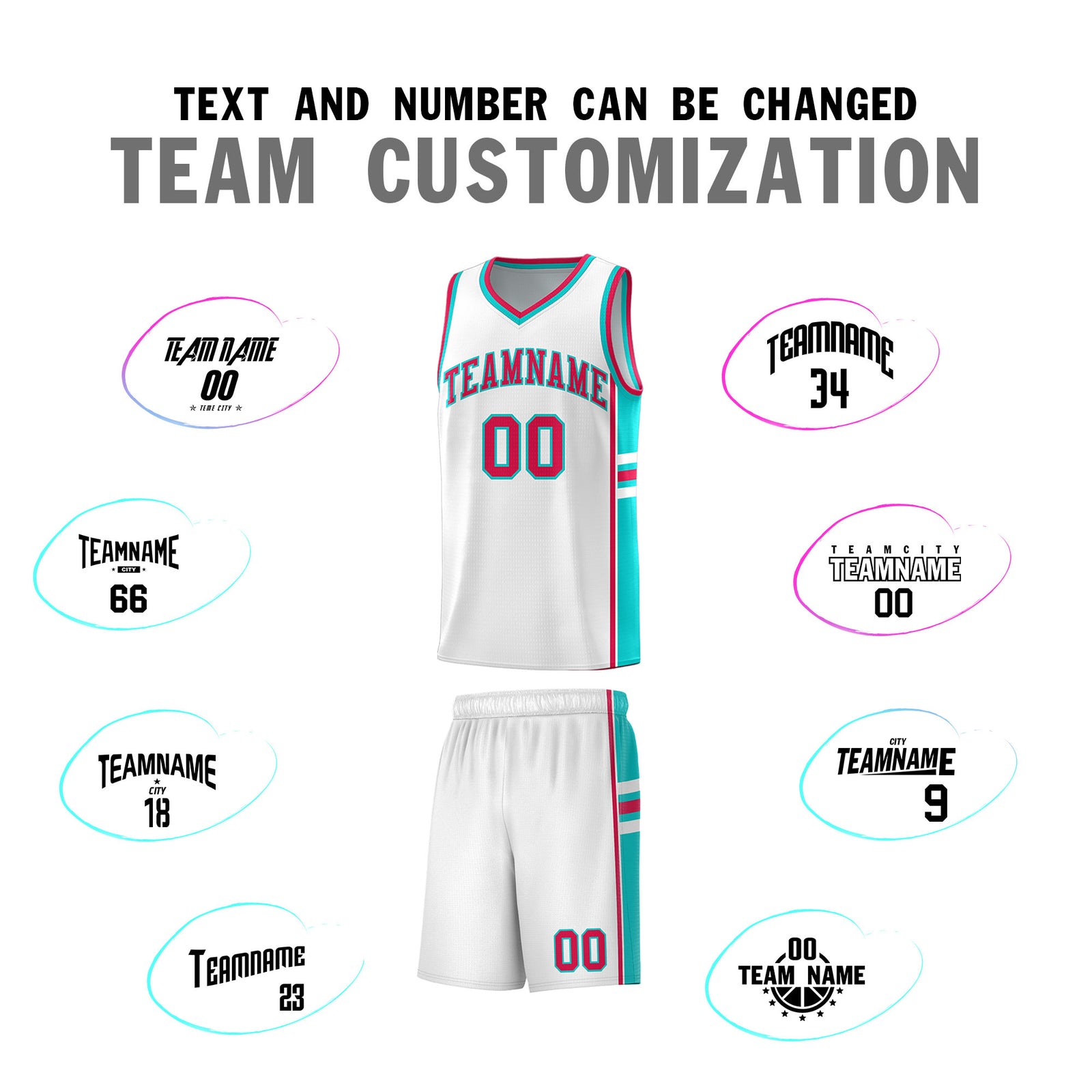 Custom Youth Basketball Jersey - White Aqua Personalized Varsity Two-Tone Uniform