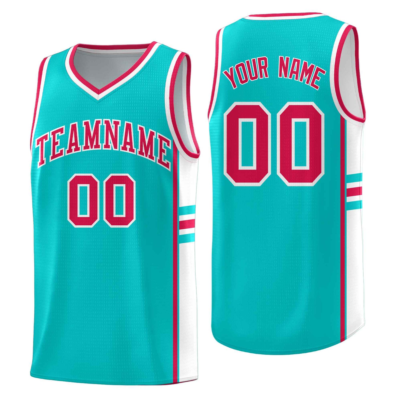 Custom Youth Basketball Jersey - Aqua White Two-Tone Classic Varsity Uniform