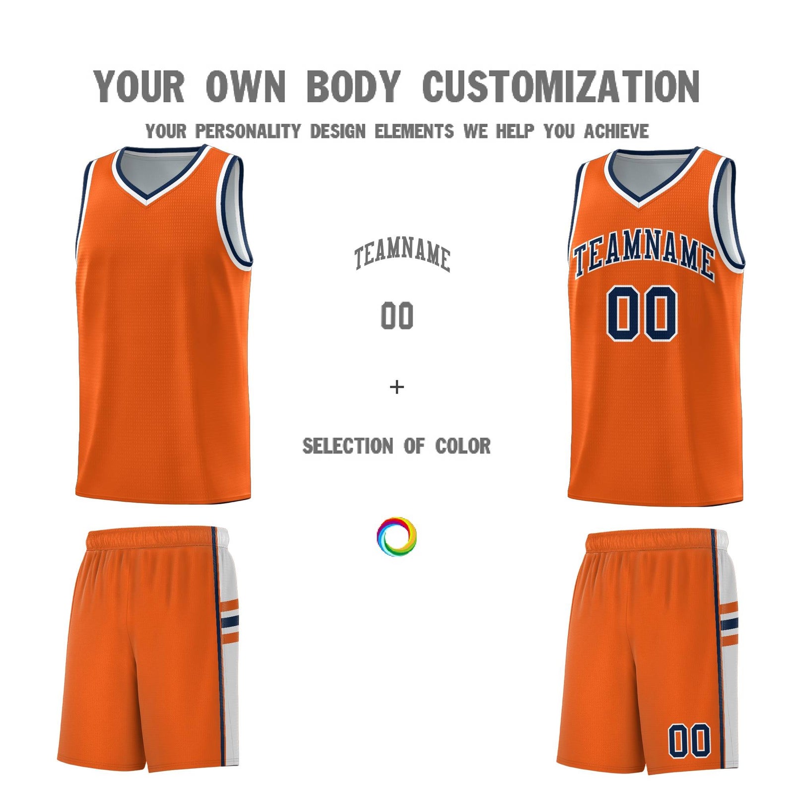Custom Youth Basketball Jersey - Orange White Two-Tone Classic Varsity Uniform