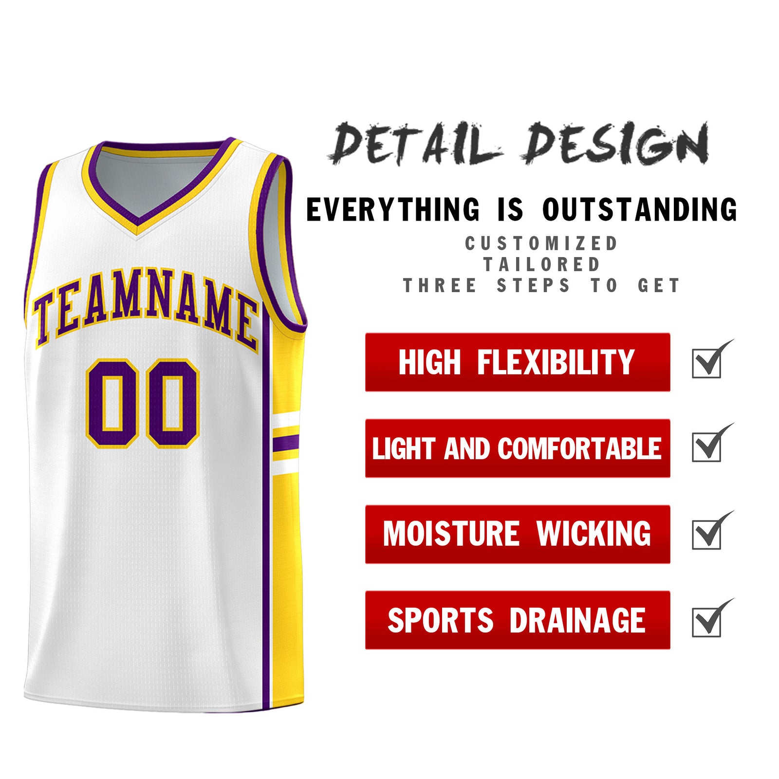 Custom Youth Basketball Jersey - White Gold Personalized Varsity Two-Tone Uniform