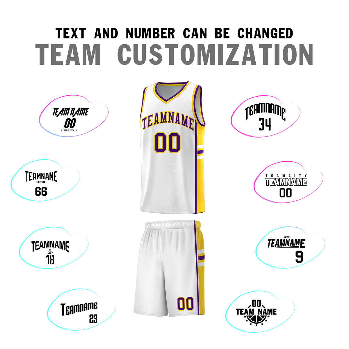 Custom Youth Basketball Jersey - White Gold Personalized Varsity Two-Tone Uniform