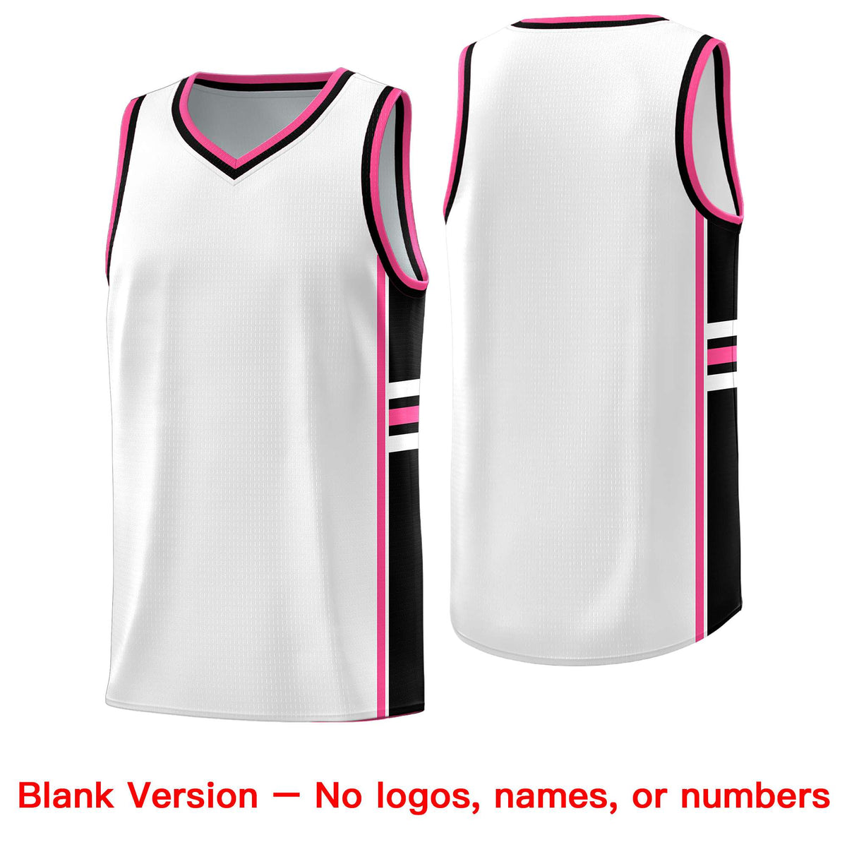 Custom Youth Basketball Jersey - White Pink Personalized Varsity Two-Tone Uniform