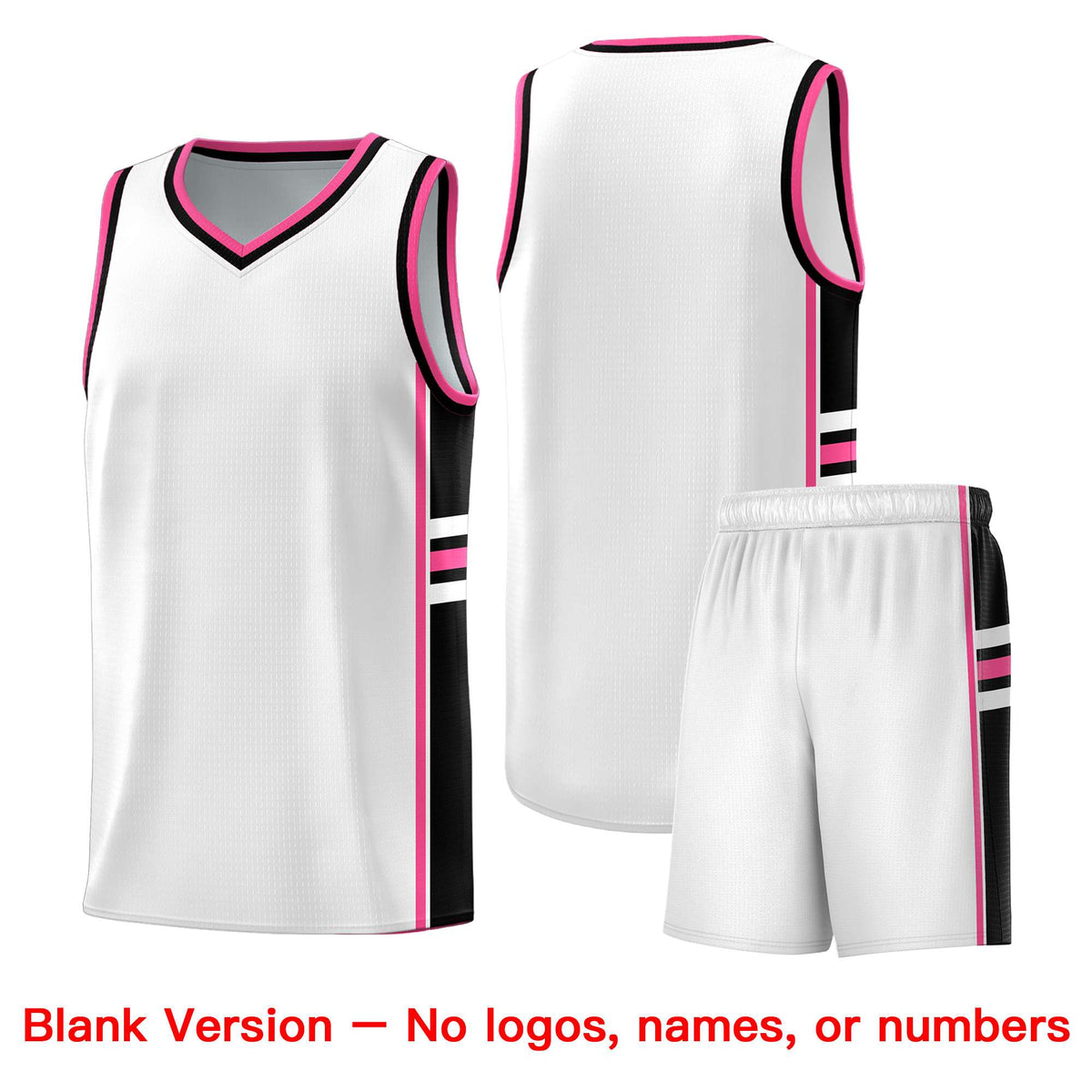 Custom Youth Basketball Jersey - White Pink Personalized Varsity Two-Tone Uniform