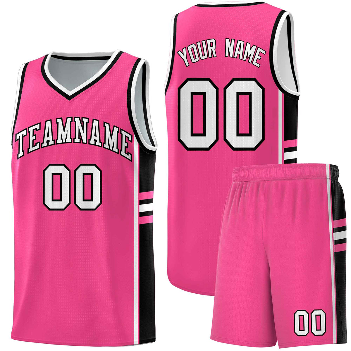 Custom Youth Basketball Jersey - Pink Black Two-Tone Varsity Jersey Set