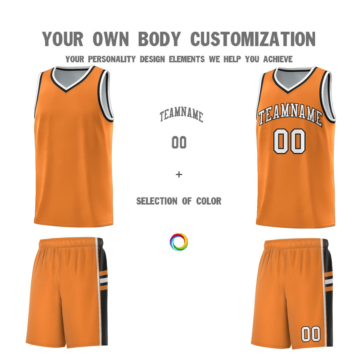 Custom Youth Basketball Jersey - Gold Orange Black Two-Tone Varsity Jersey Set