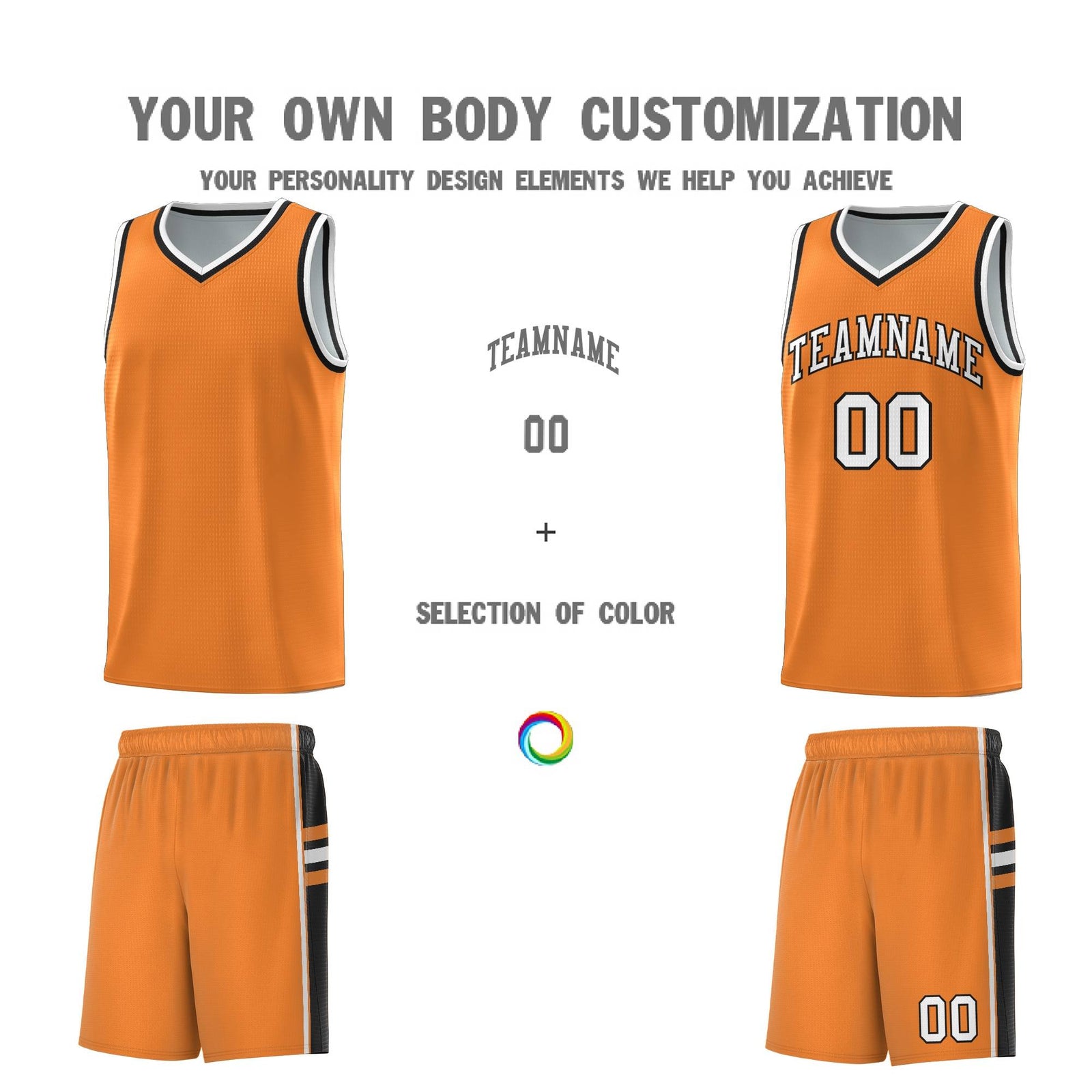 Custom Youth Basketball Jersey - Gold Orange Black Two-Tone Varsity Jersey Set