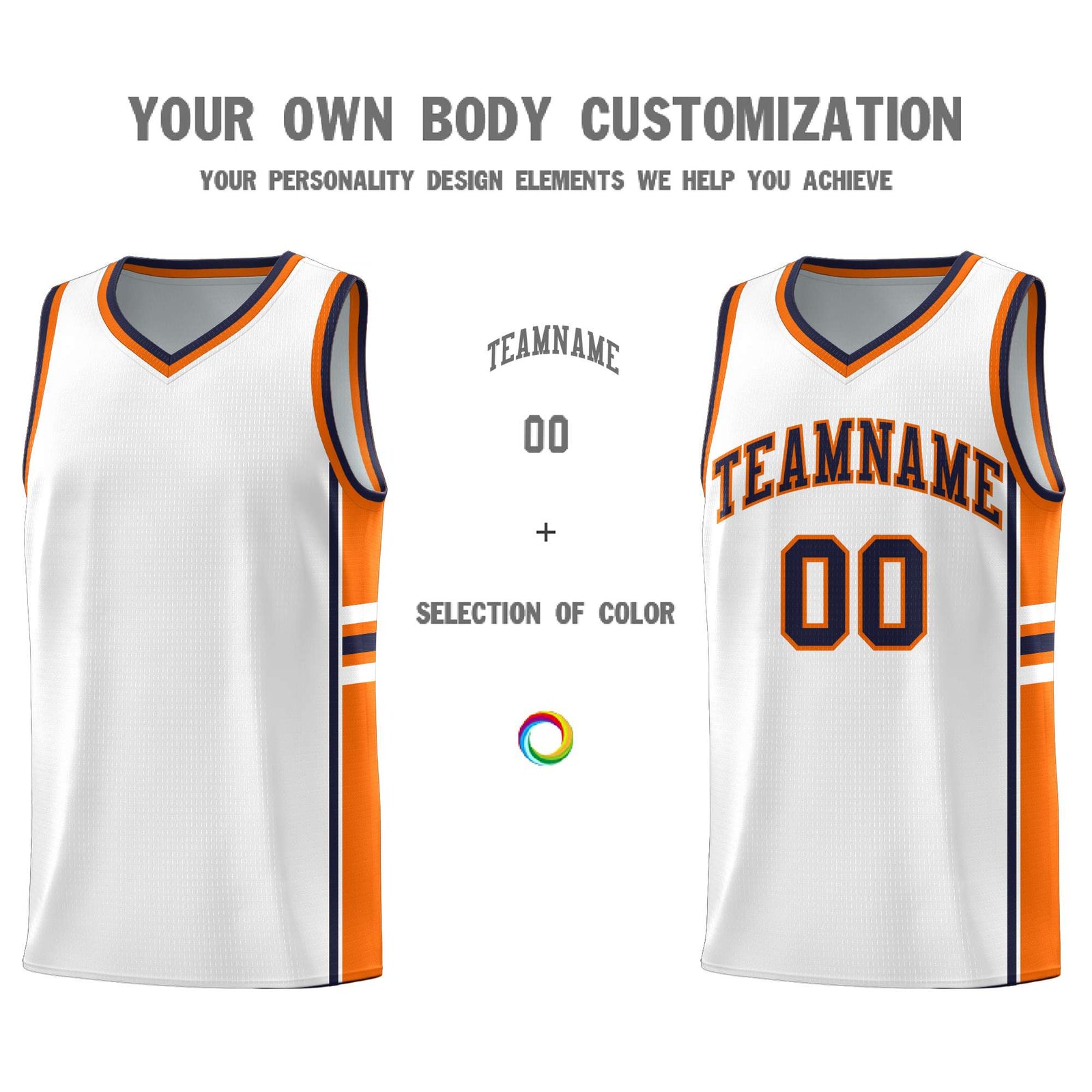 Custom Youth Basketball Jersey - White Orange Two-Tone Varsity Jersey Set