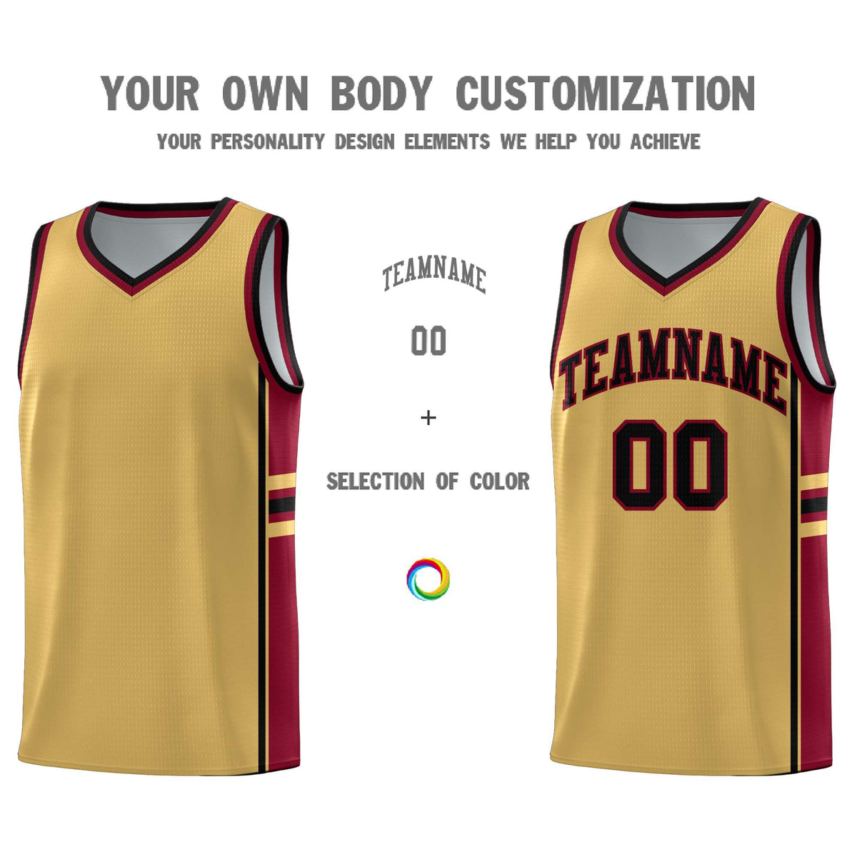 Custom Youth Basketball Jersey - Old Gold Crimson Two-Tone Classic Varsity Uniform