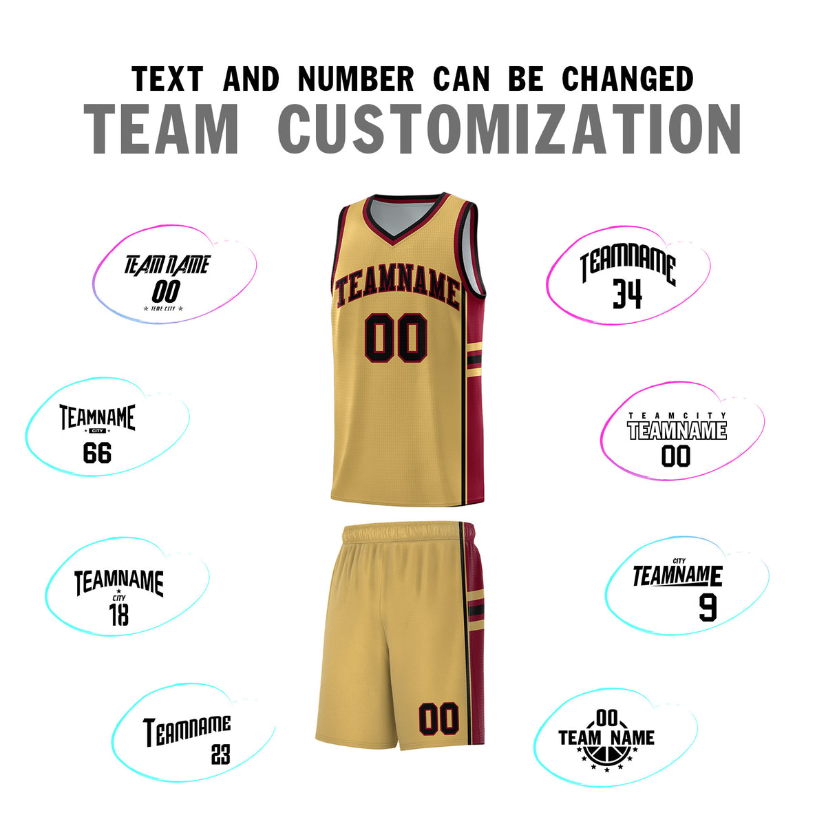 Custom Youth Basketball Jersey - Old Gold Crimson Two-Tone Classic Varsity Uniform