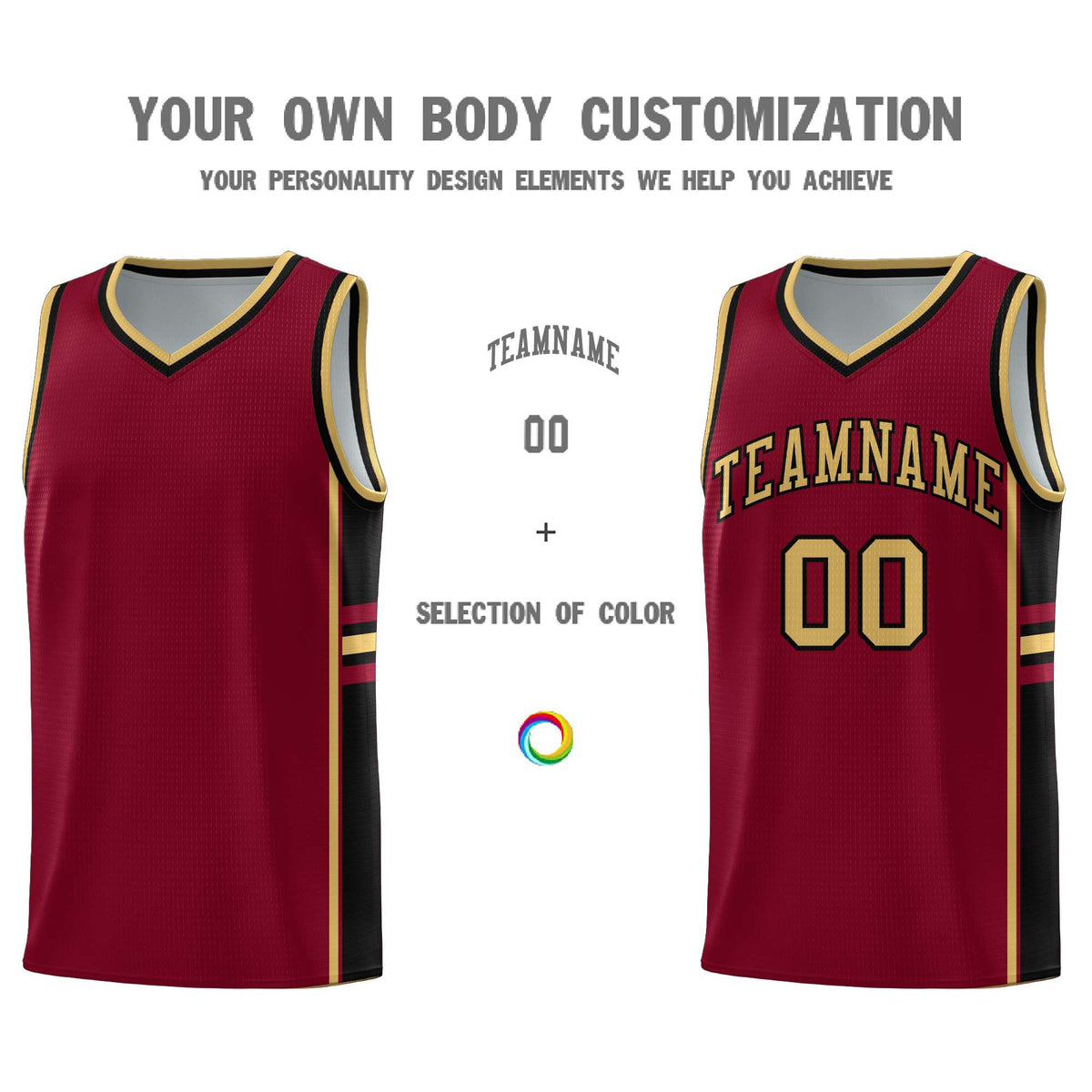 Custom Youth Basketball Jersey - Crimson Black Personalized Varsity Two-Tone Uniform