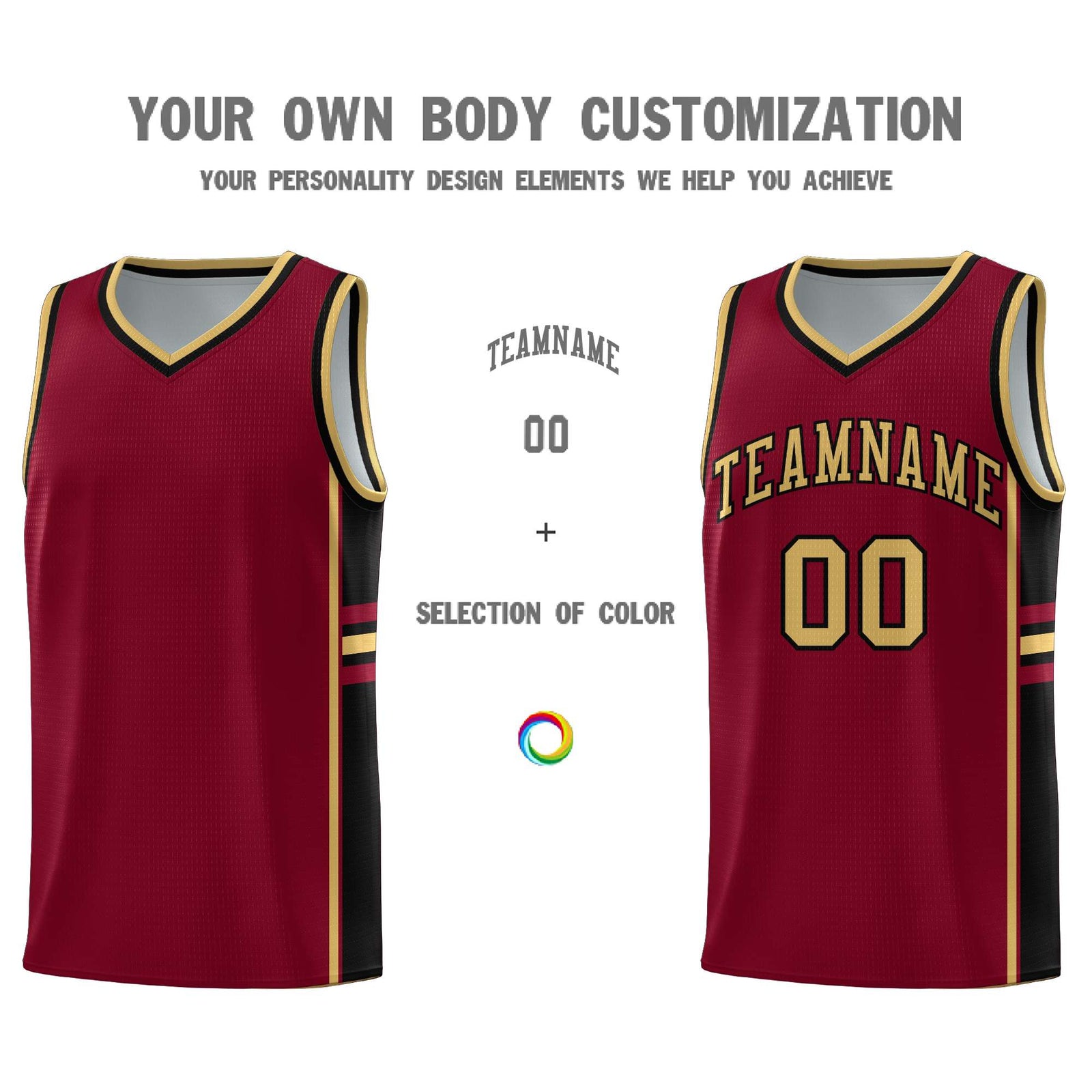 Custom Youth Basketball Jersey - Crimson Black Personalized Varsity Two-Tone Uniform