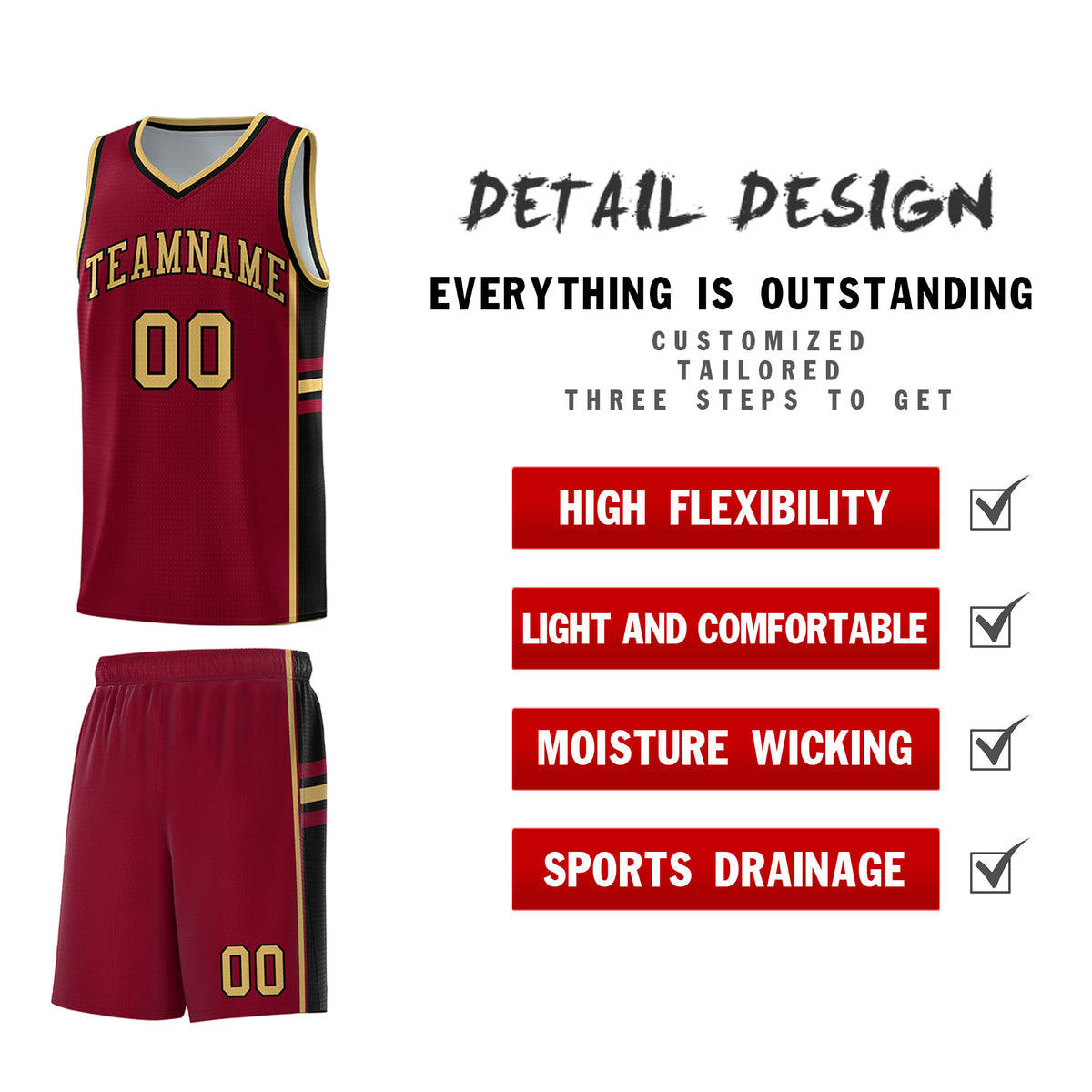 Custom Youth Basketball Jersey - Crimson Black Personalized Varsity Two-Tone Uniform