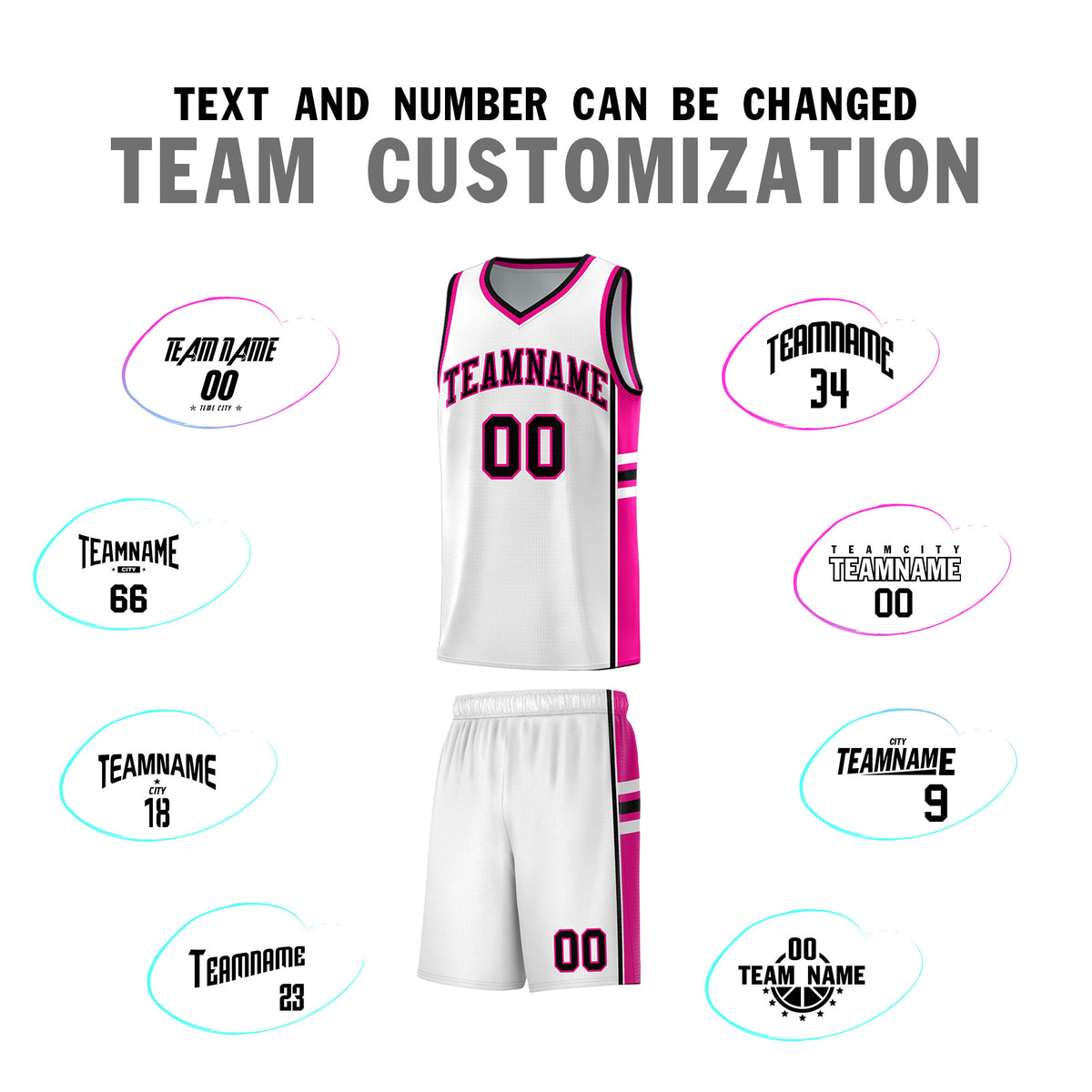 Custom Youth Basketball Jersey - White Pink Two-Tone Varsity Jersey Set