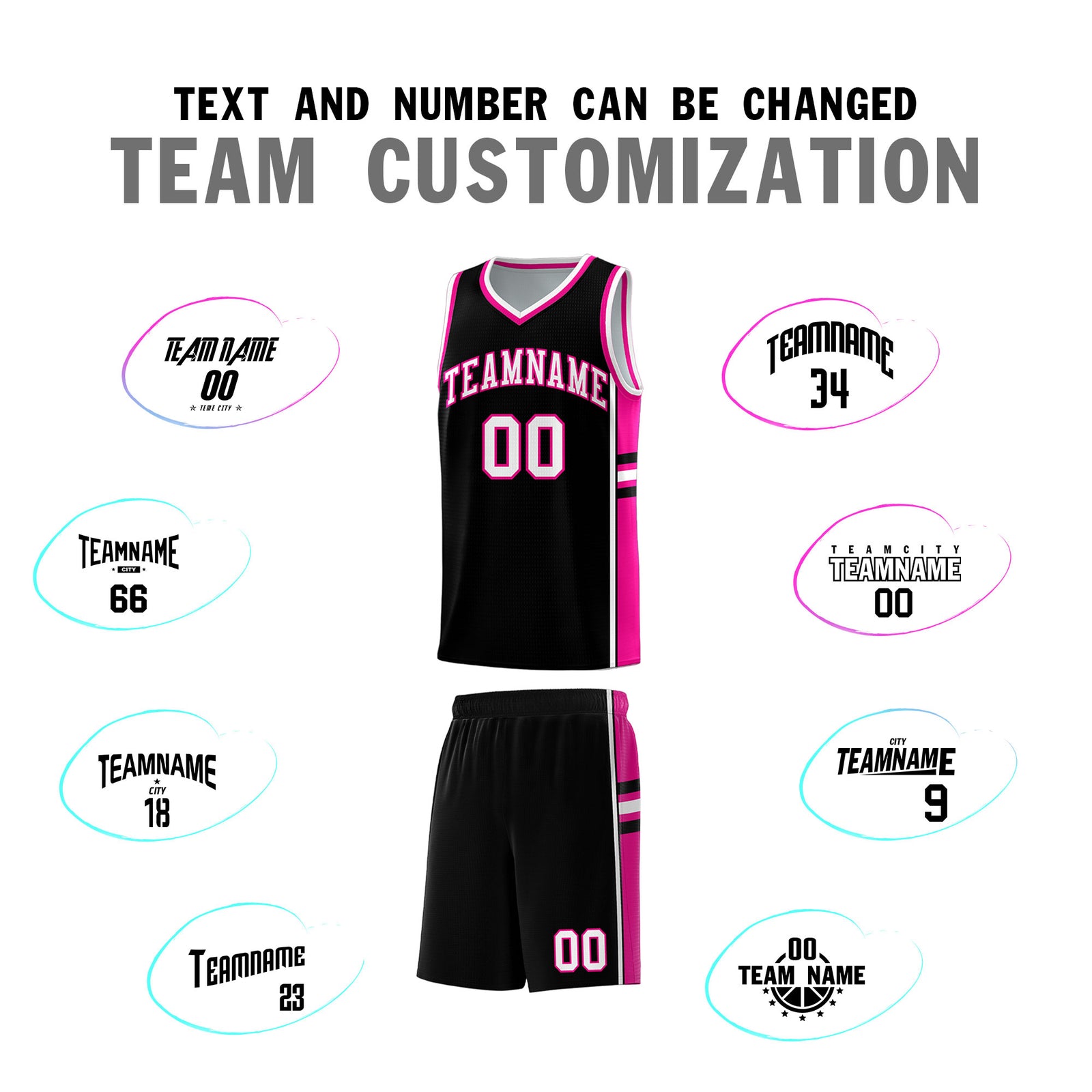 Custom Youth Basketball Jersey - Black Pink Two-Tone Classic Varsity Uniform