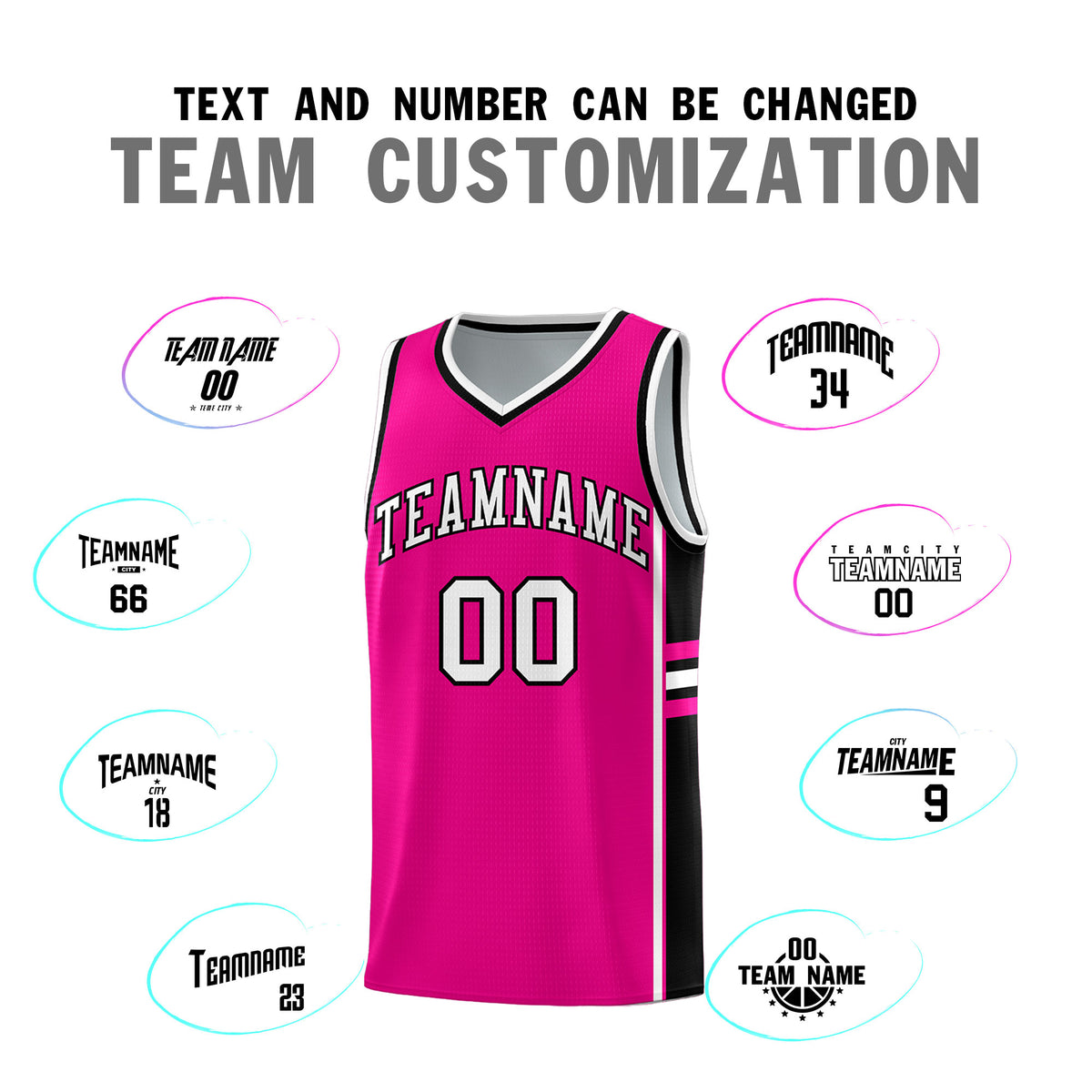 Custom Youth Basketball Jersey - Pink Black Personalized Varsity Two-Tone Uniform