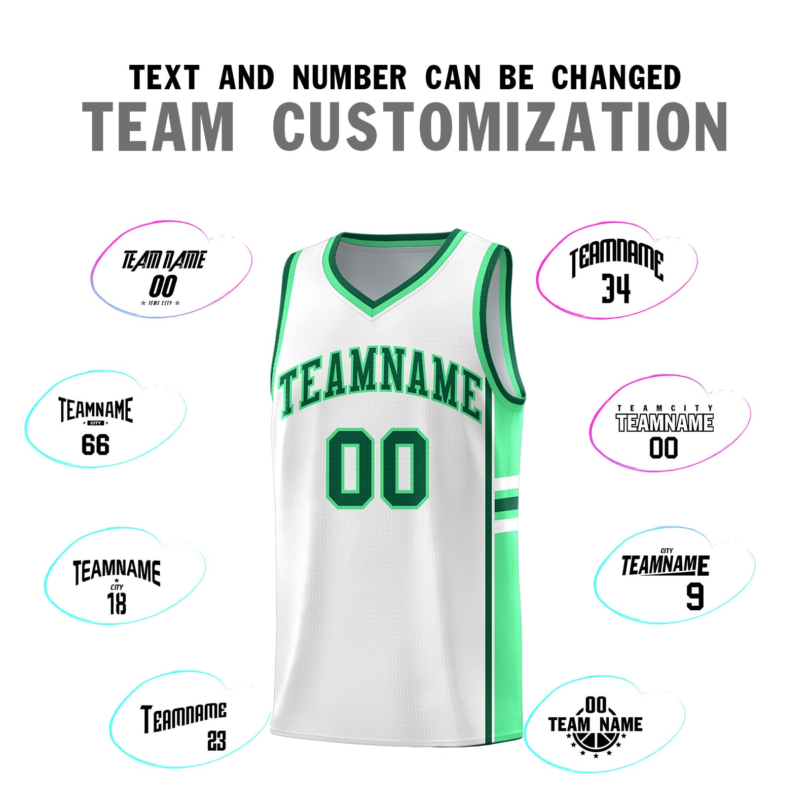 Custom Youth Basketball Jersey - White Green Two-Tone Varsity Jersey Set