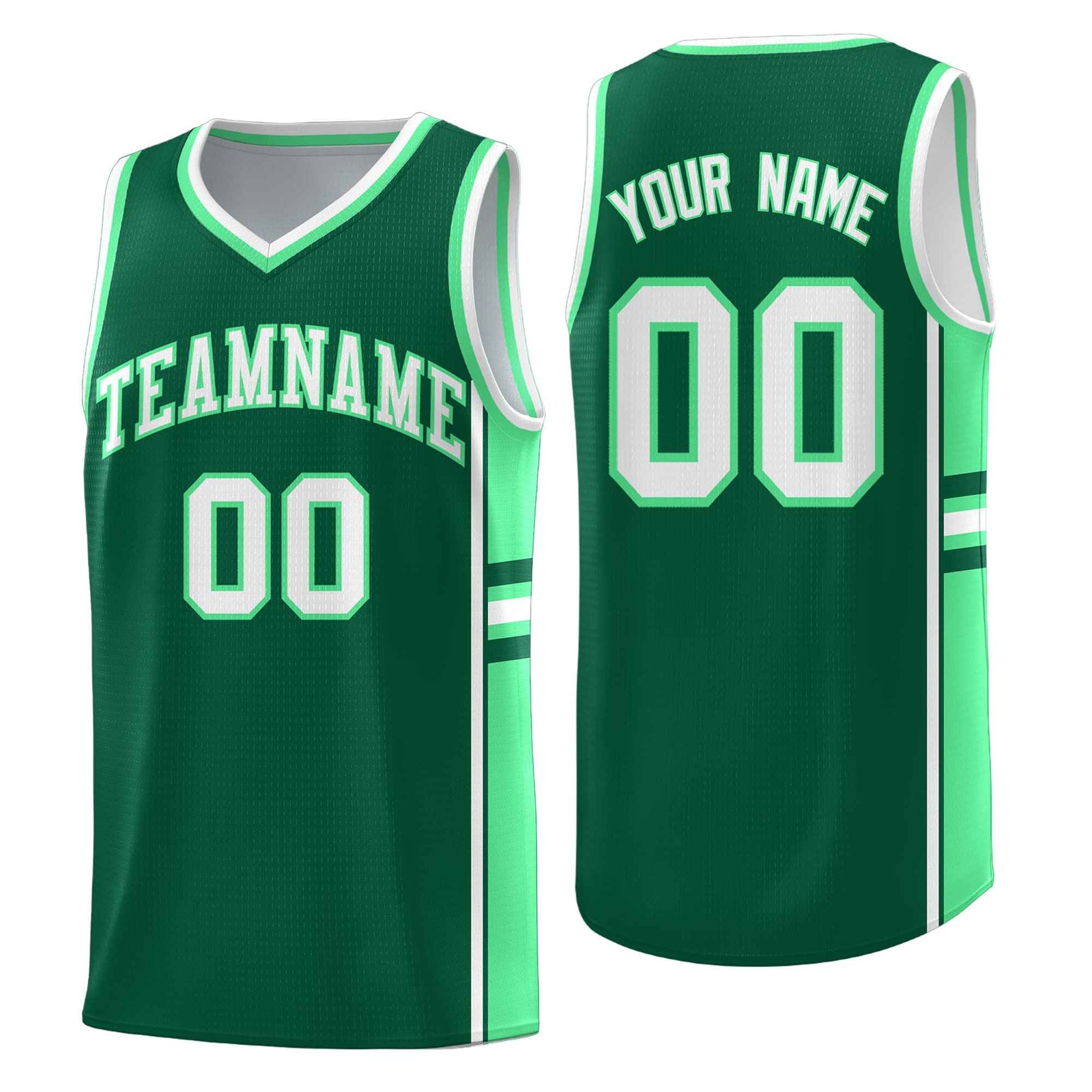 Custom Youth Basketball Jersey - Kelly Green Green Two-Tone Classic Varsity Uniform