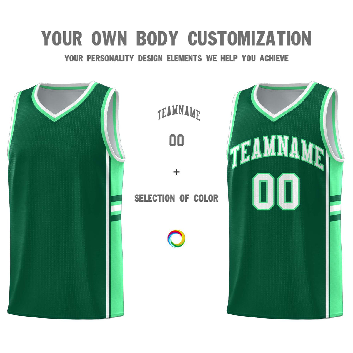 Custom Youth Basketball Jersey - Kelly Green Green Two-Tone Classic Varsity Uniform