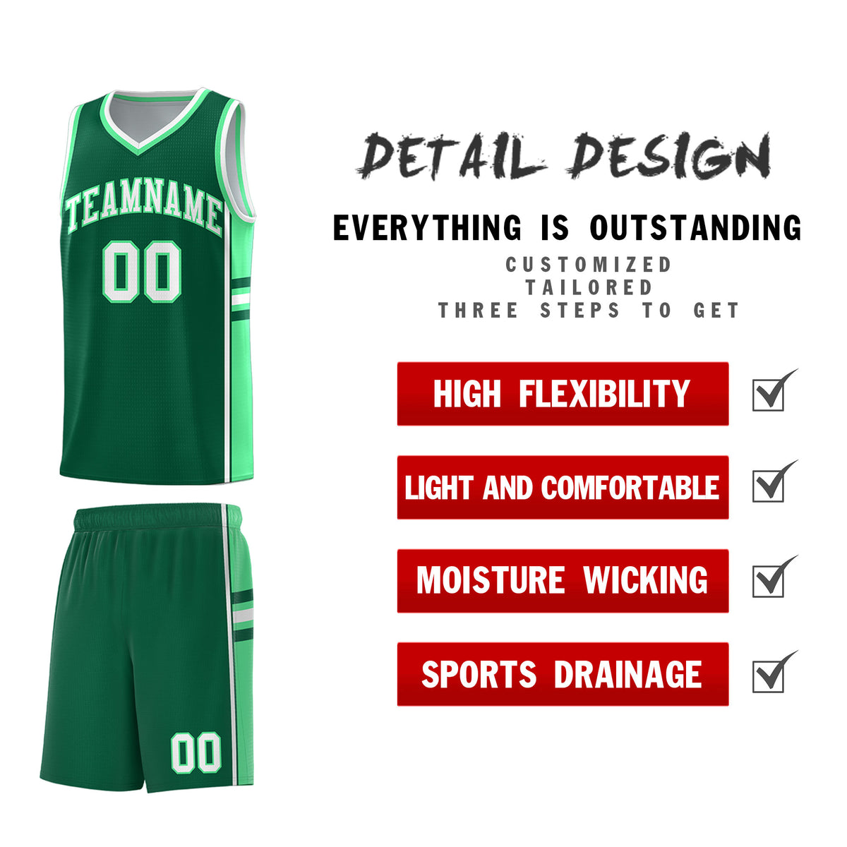 Custom Youth Basketball Jersey - Kelly Green Green Two-Tone Classic Varsity Uniform