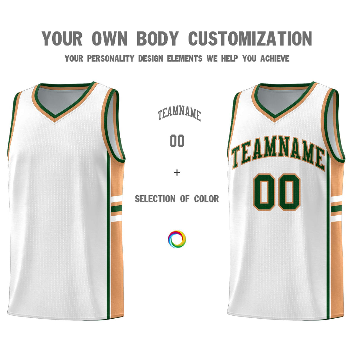Custom Youth Basketball Jersey - White Buckskin Brown Two-Tone Varsity Jersey Set