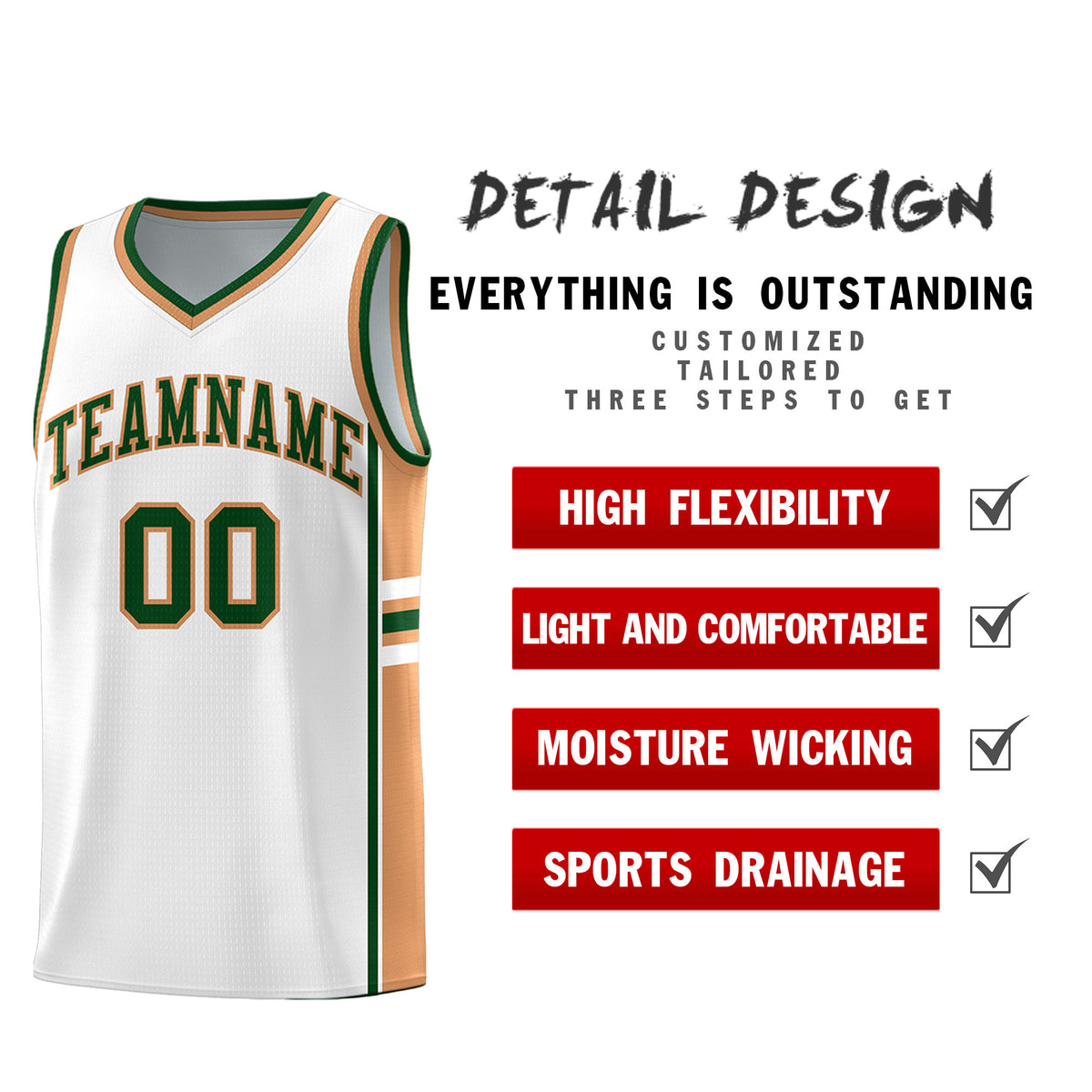 Custom Youth Basketball Jersey - White Buckskin Brown Two-Tone Varsity Jersey Set