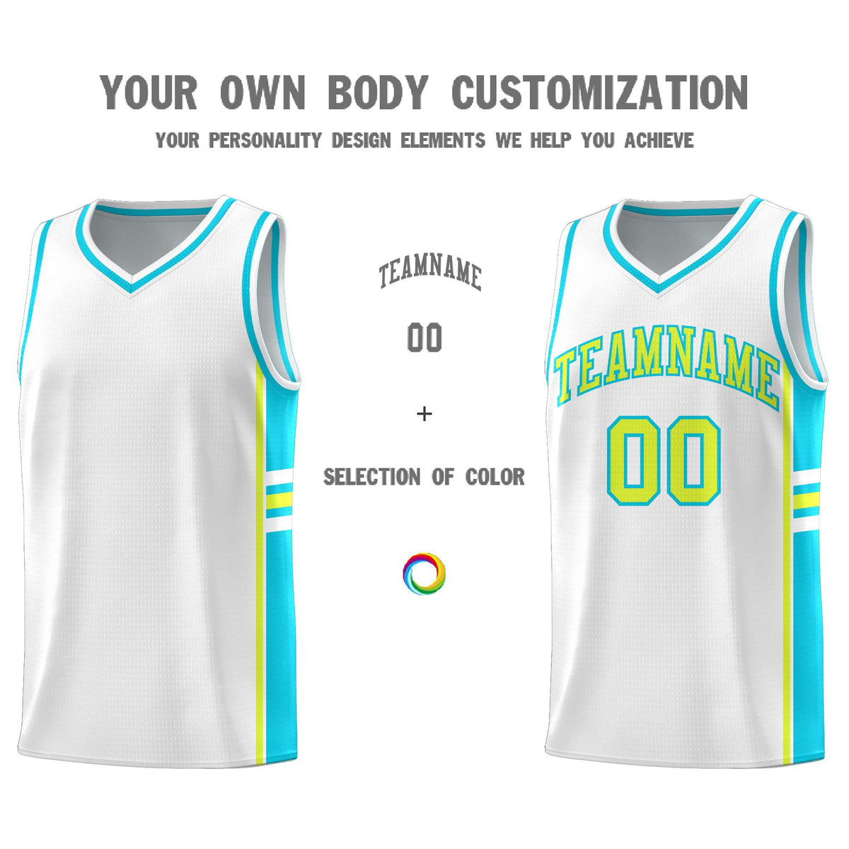 Custom Youth Basketball Jersey - White Sky Blue Two-Tone Varsity Jersey Set