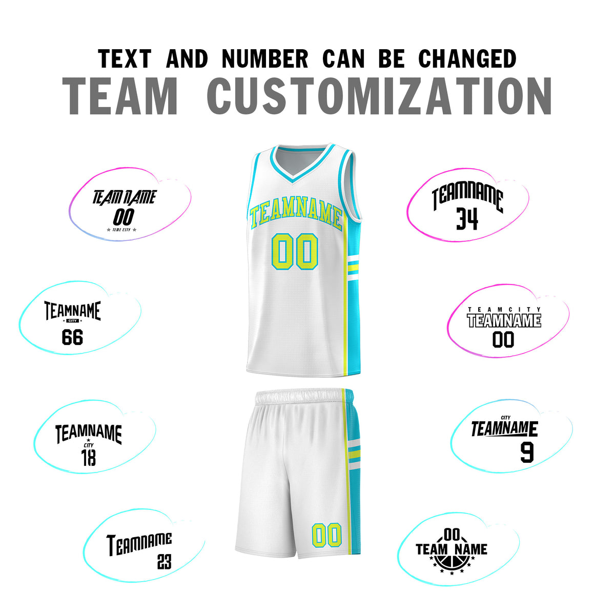 Custom Youth Basketball Jersey - White Sky Blue Two-Tone Varsity Jersey Set