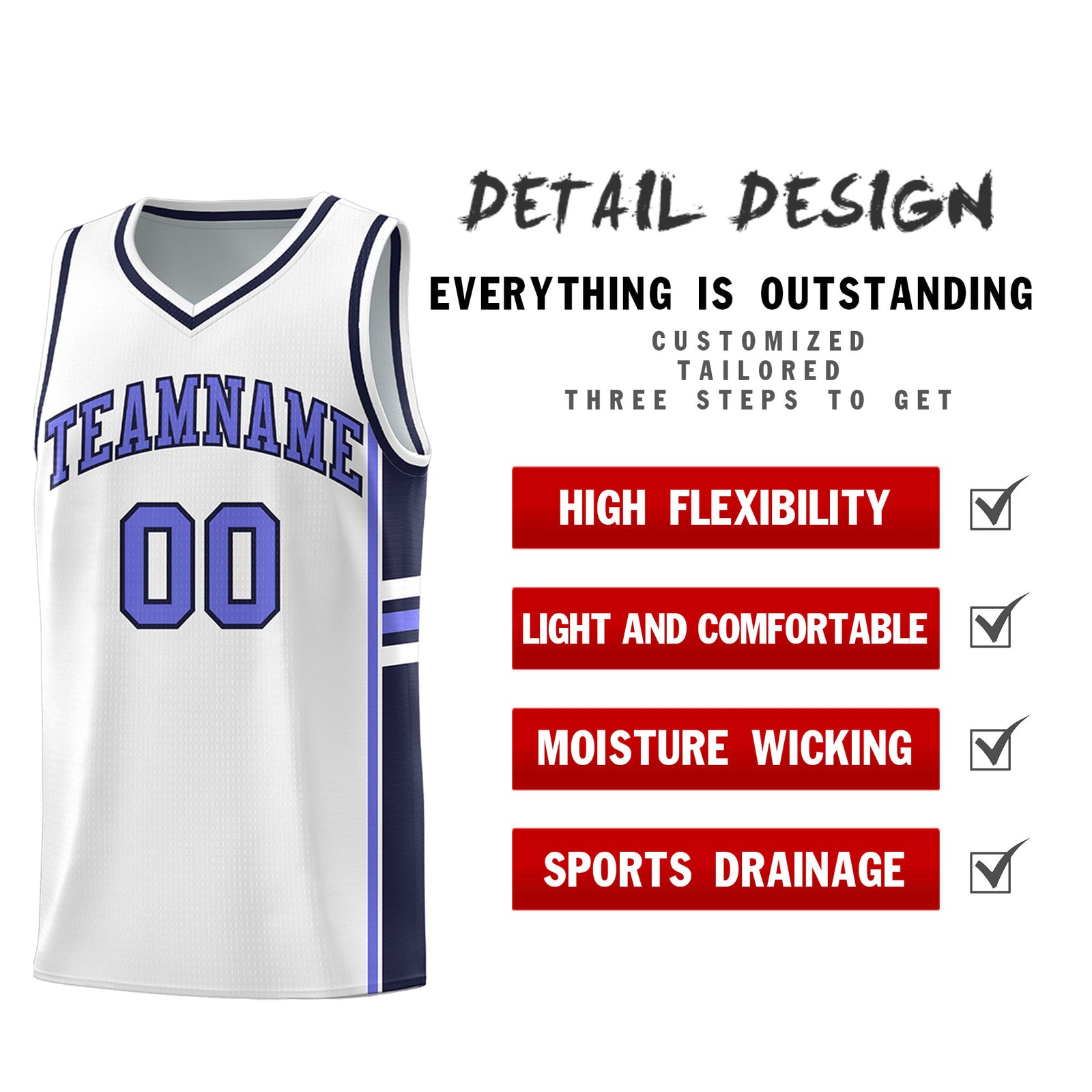 Custom Youth Basketball Jersey - White Navy Two-Tone Varsity Jersey Set