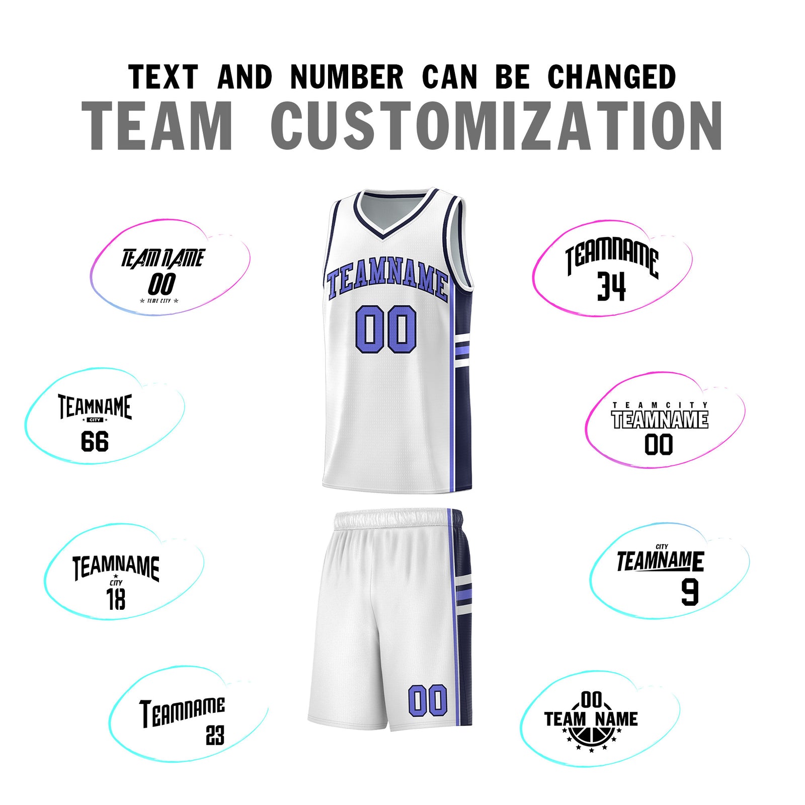 Custom Youth Basketball Jersey - White Navy Two-Tone Varsity Jersey Set