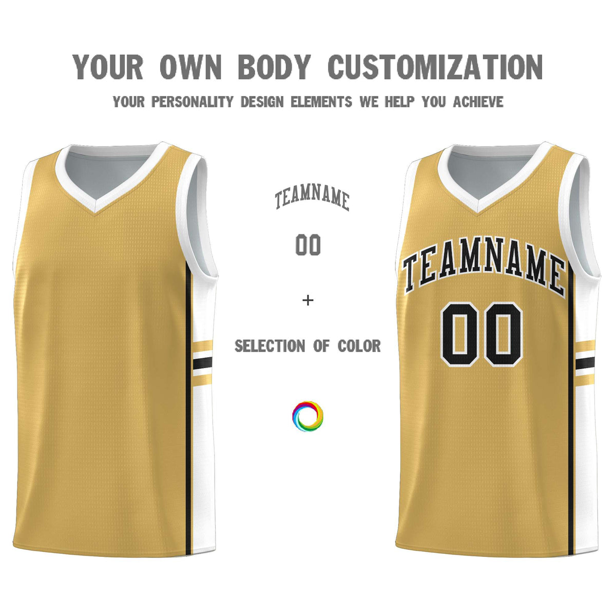 Custom Youth Basketball Jersey - Old Gold White Personalized Varsity Two-Tone Uniform