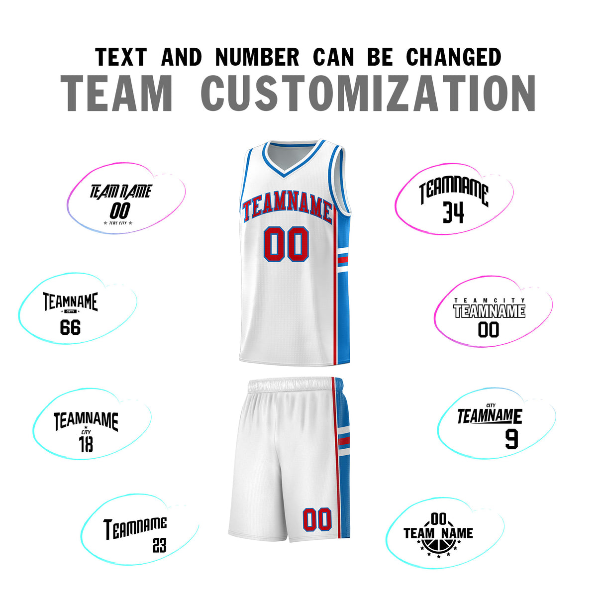 Custom Youth Basketball Jersey - White Royal Two-Tone Varsity Jersey Set