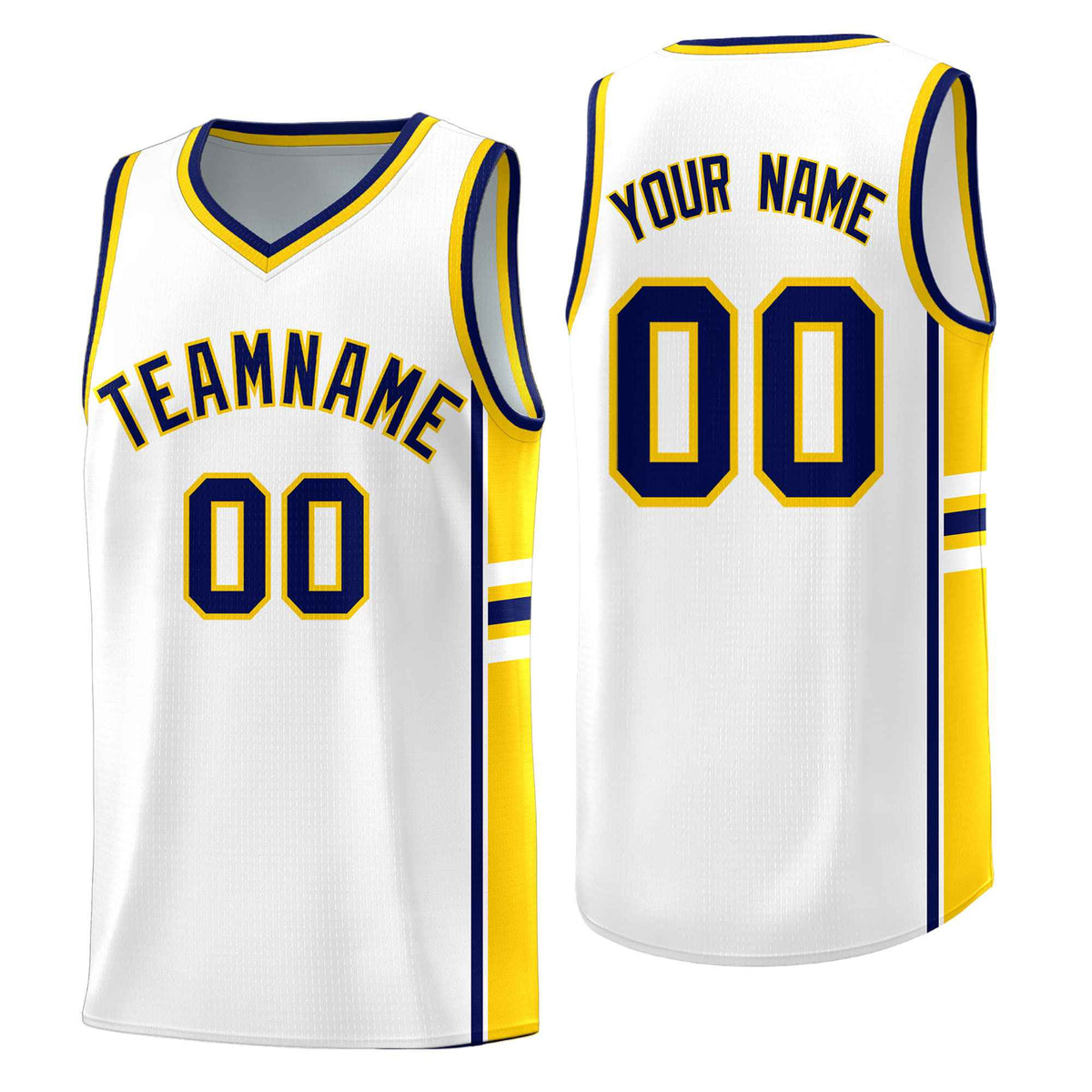 Custom Youth Basketball Jersey - White Gold Personalized Varsity Two-Tone Uniform