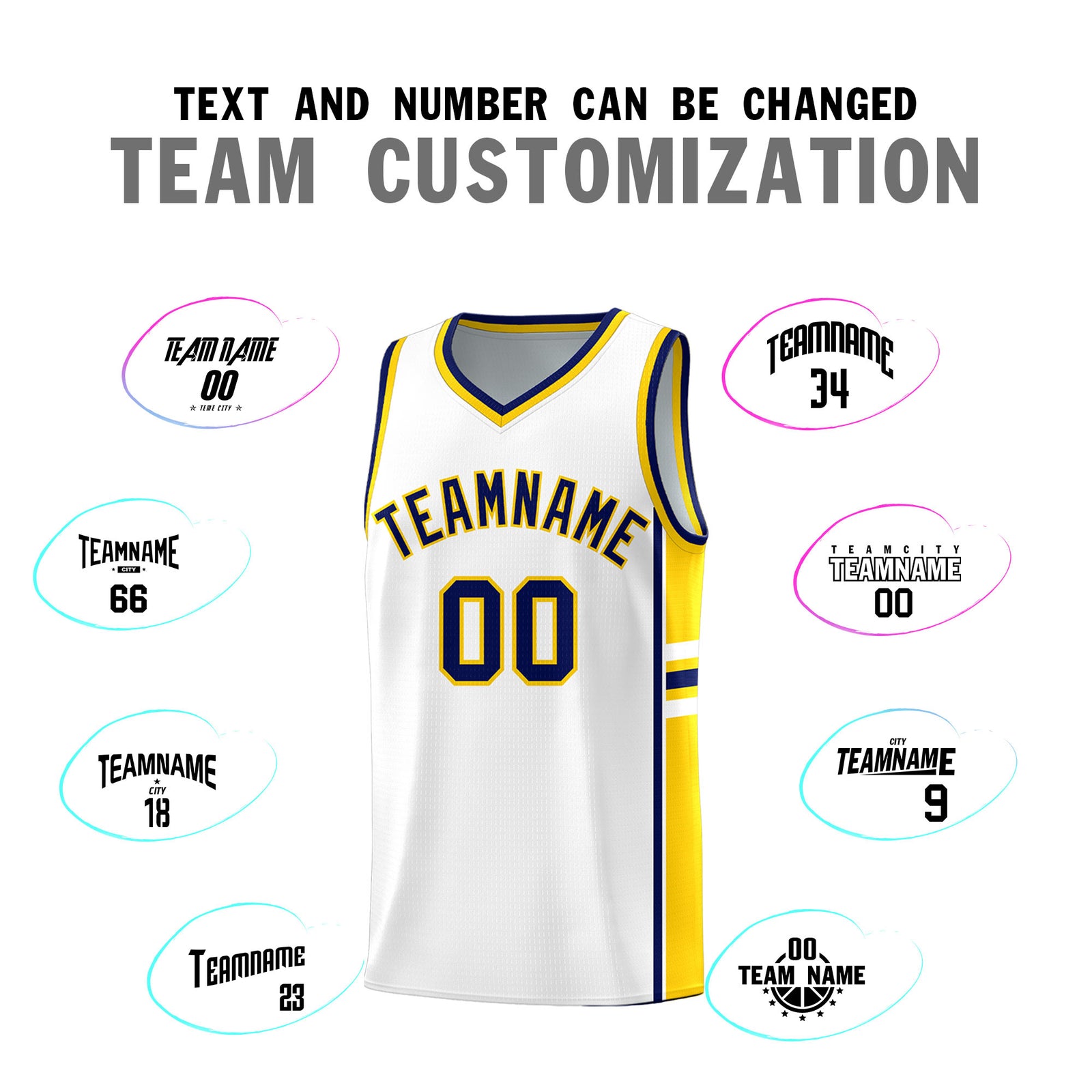 Custom Youth Basketball Jersey - White Gold Personalized Varsity Two-Tone Uniform