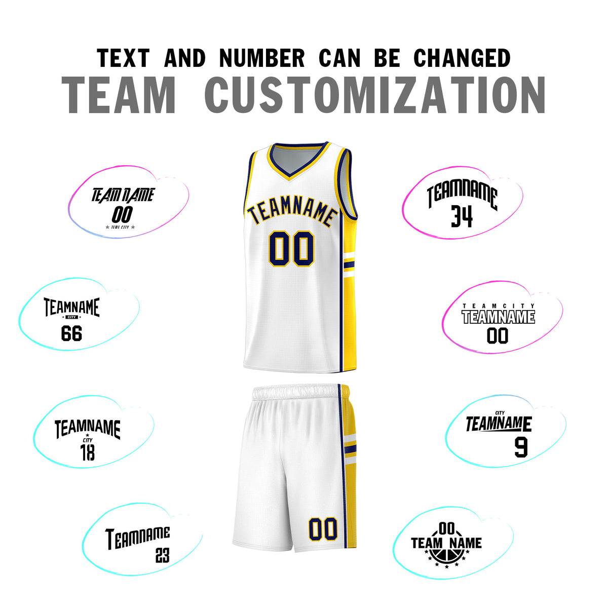 Custom Youth Basketball Jersey - White Gold Personalized Varsity Two-Tone Uniform
